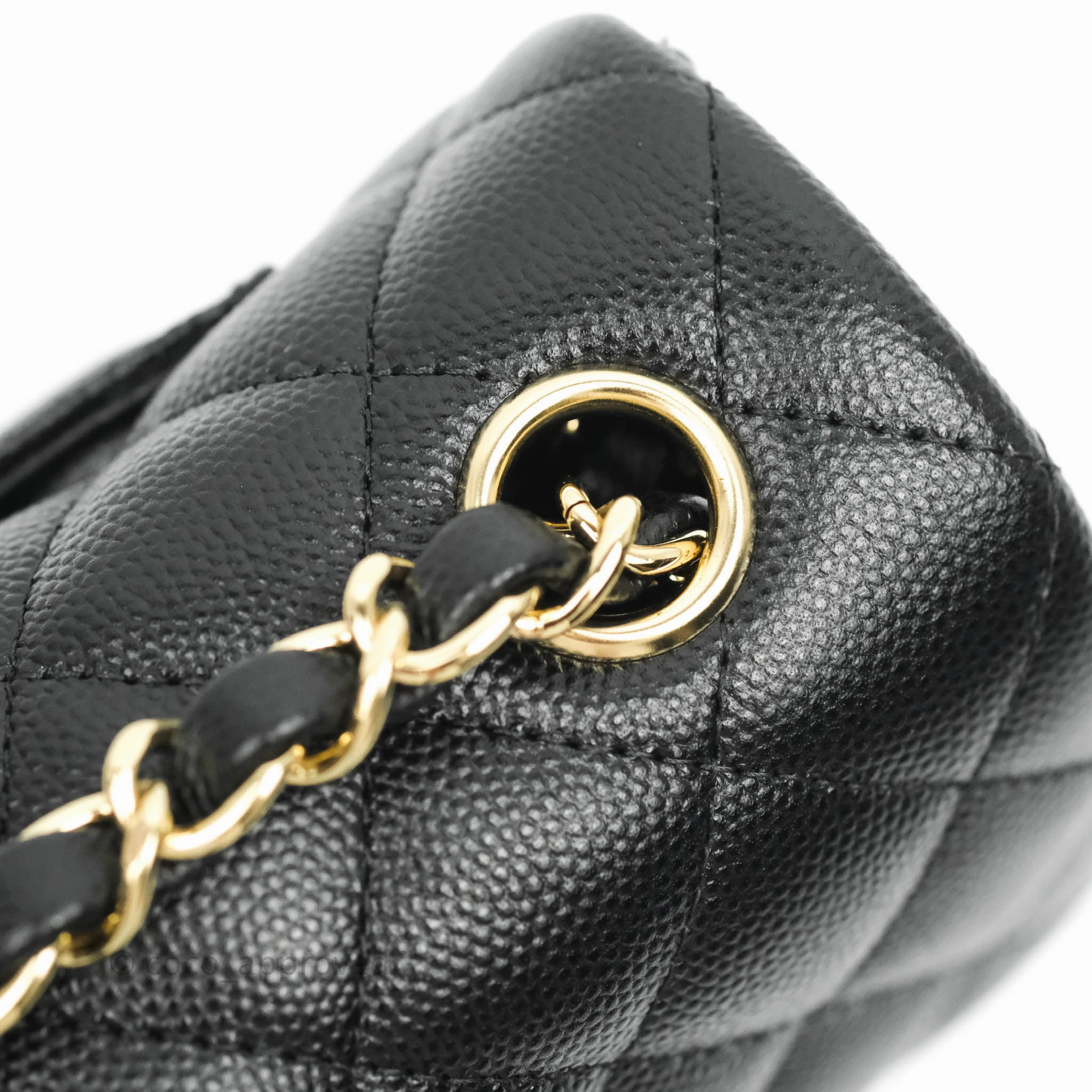 Chanel Quilted Mini Rectangular Black Caviar Gold Hardware 18B