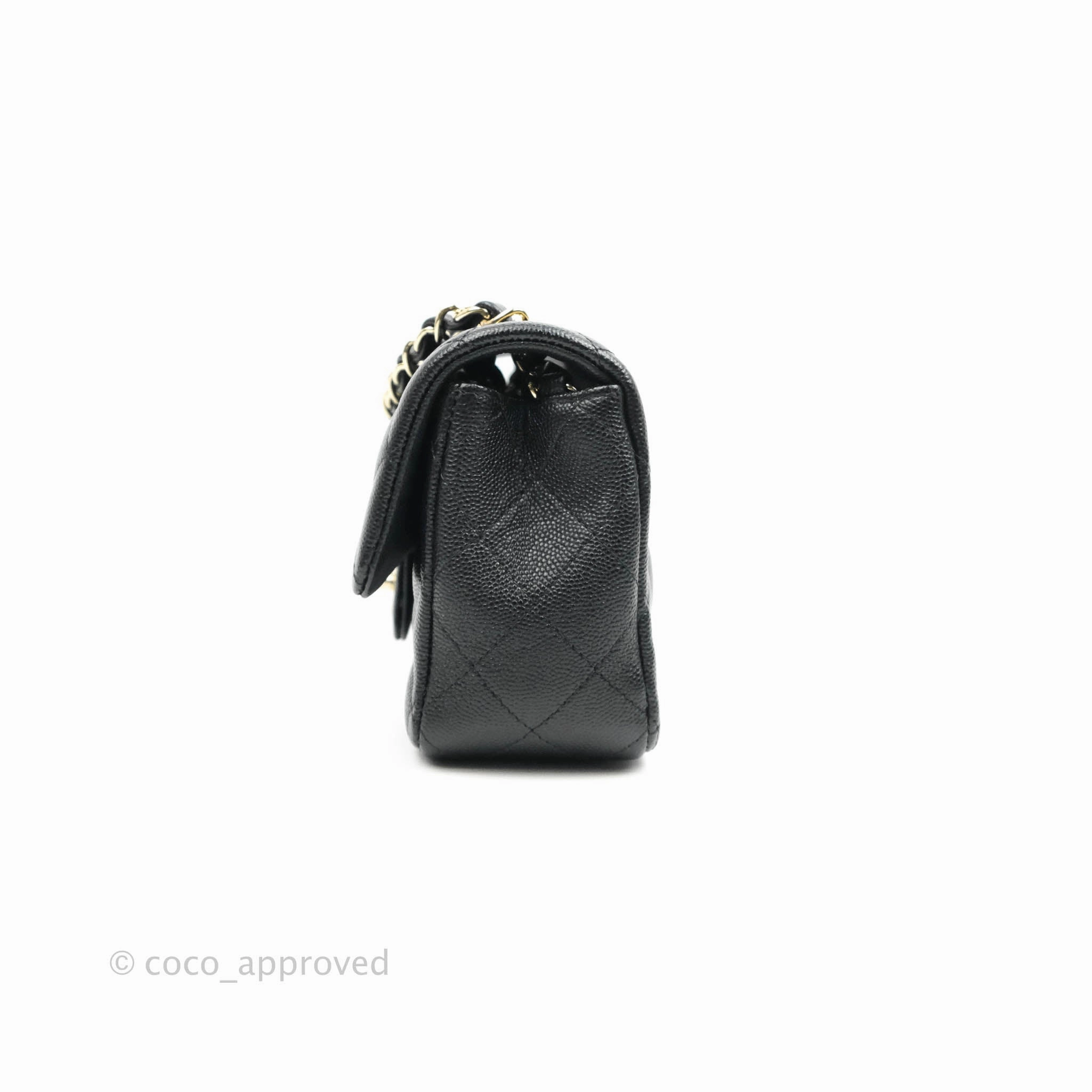 Chanel Quilted Mini Rectangular Black Caviar Gold Hardware 18B
