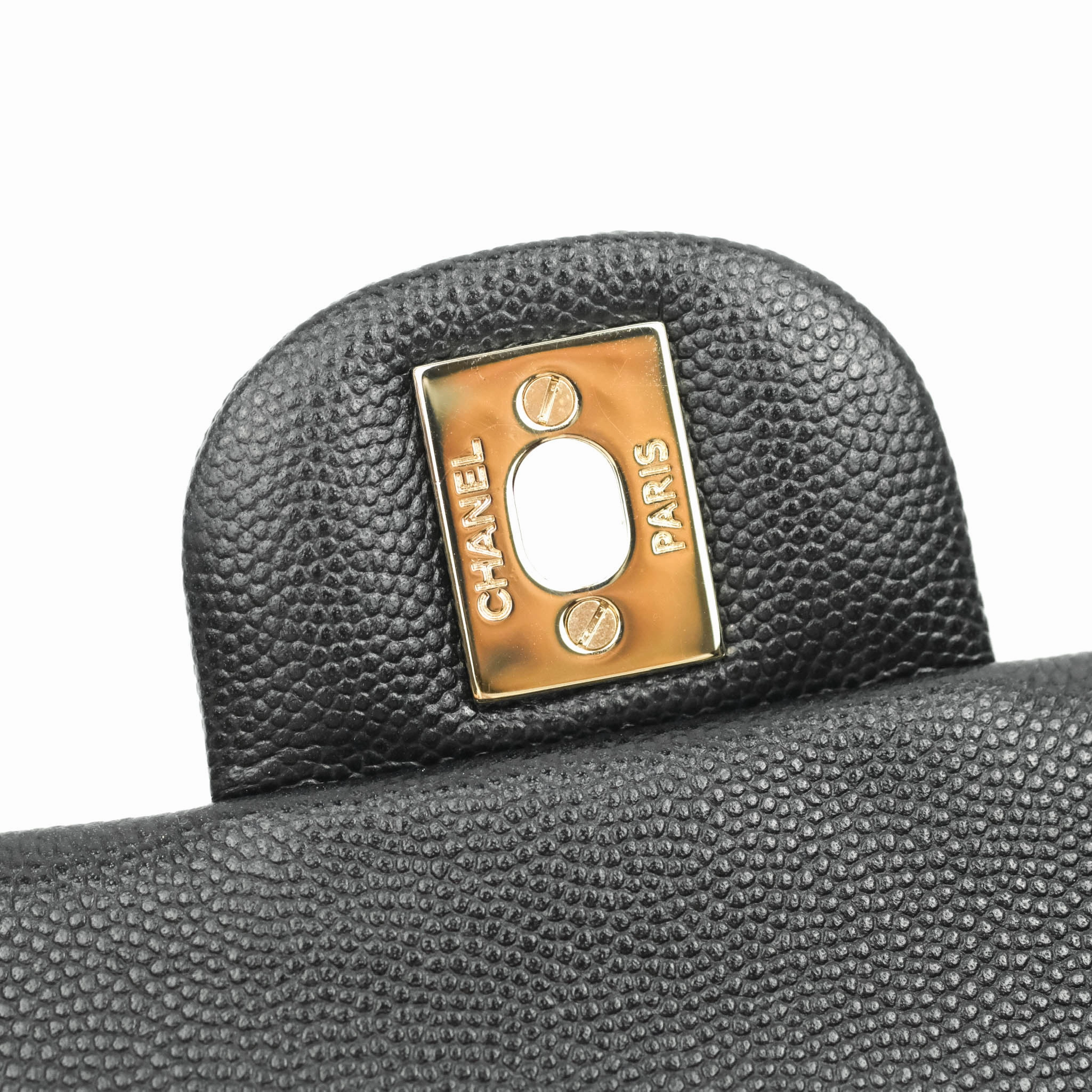 Chanel Quilted Mini Rectangular Black Caviar Gold Hardware 18B