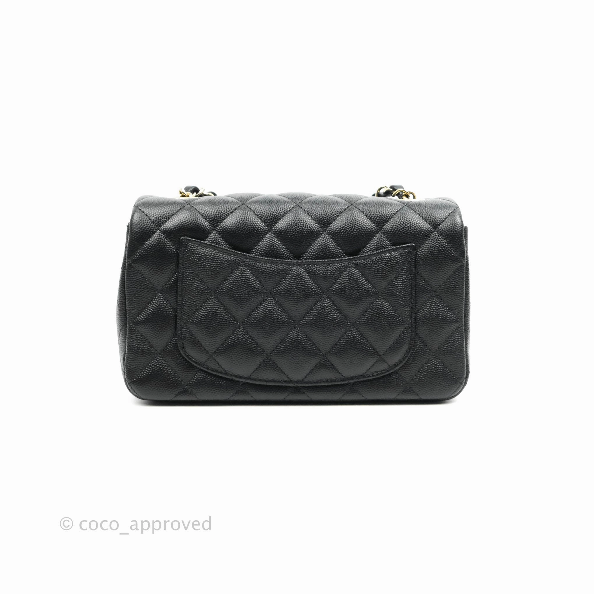 Chanel Quilted Mini Rectangular Black Caviar Gold Hardware 18B
