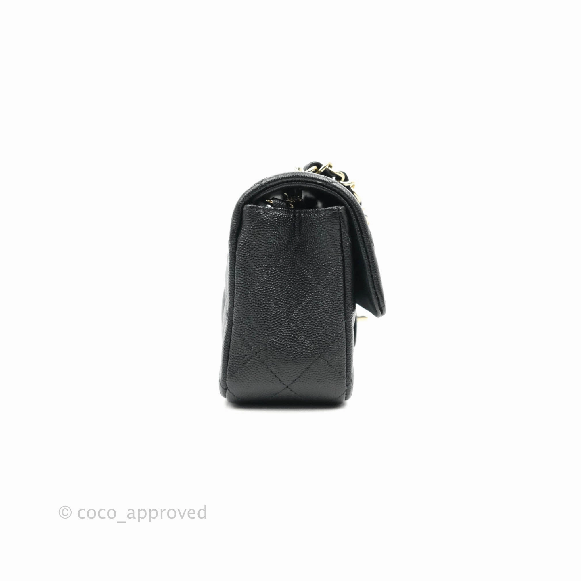 Chanel Quilted Mini Rectangular Black Caviar Gold Hardware 18B