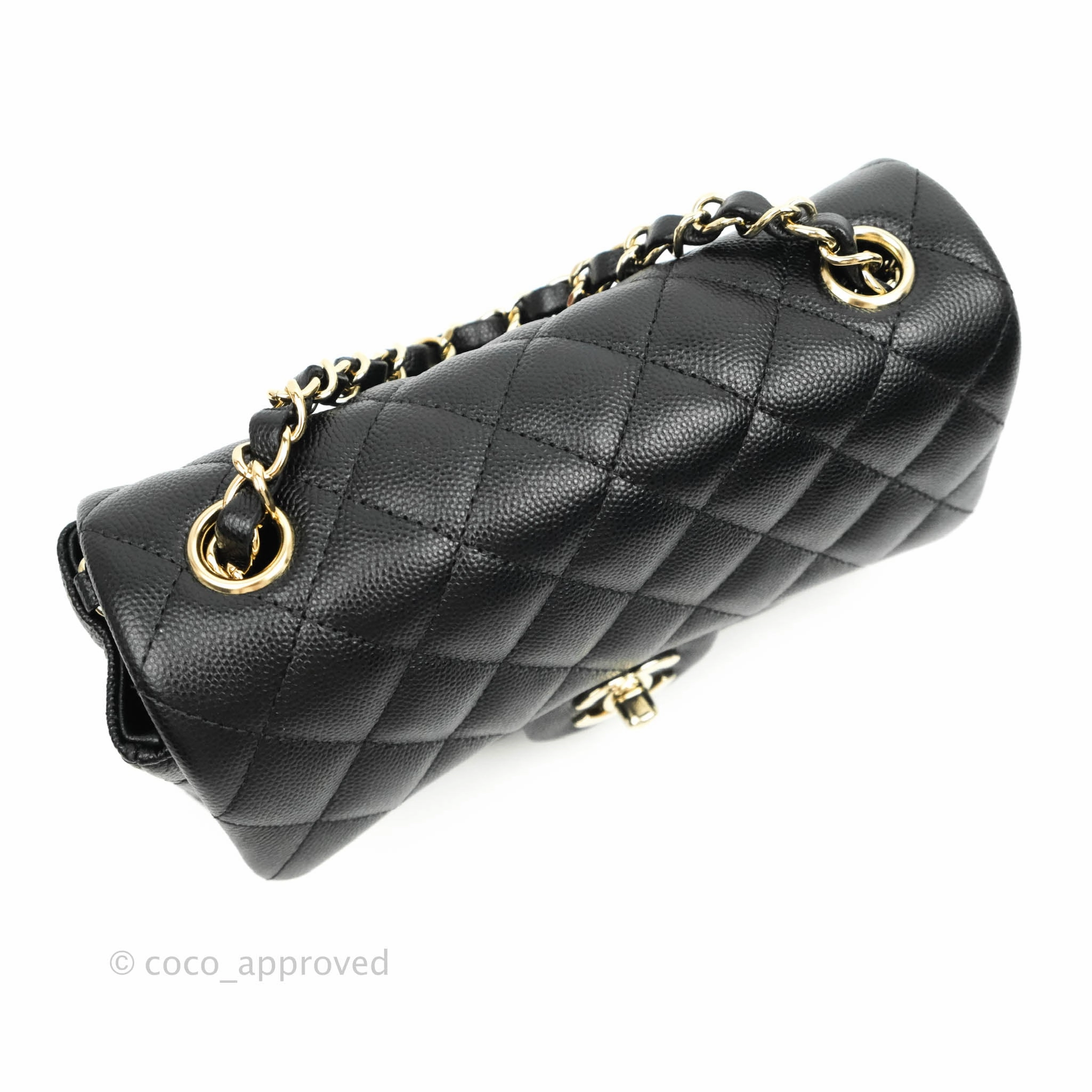 Chanel Quilted Mini Rectangular Black Caviar Gold Hardware 18B