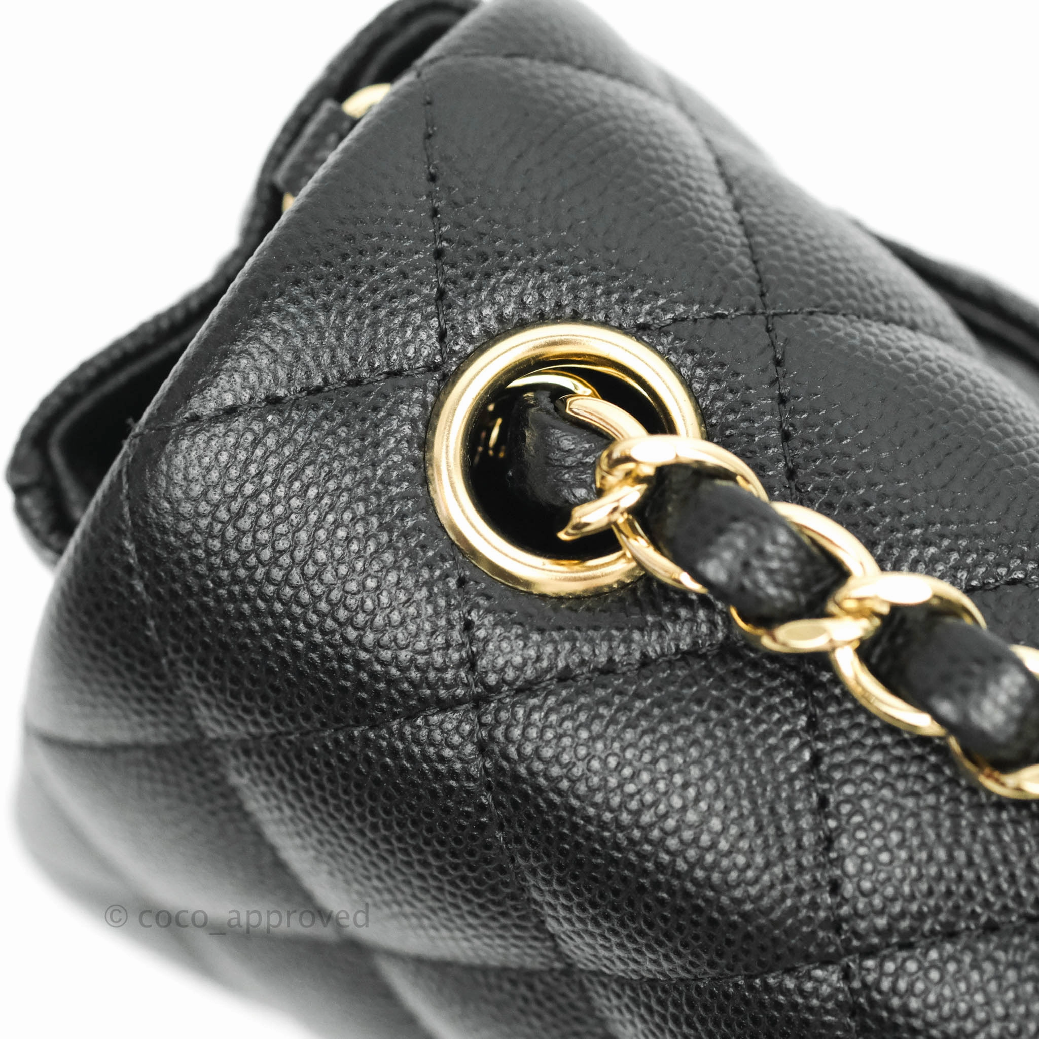 Chanel Quilted Mini Rectangular Black Caviar Gold Hardware 18B