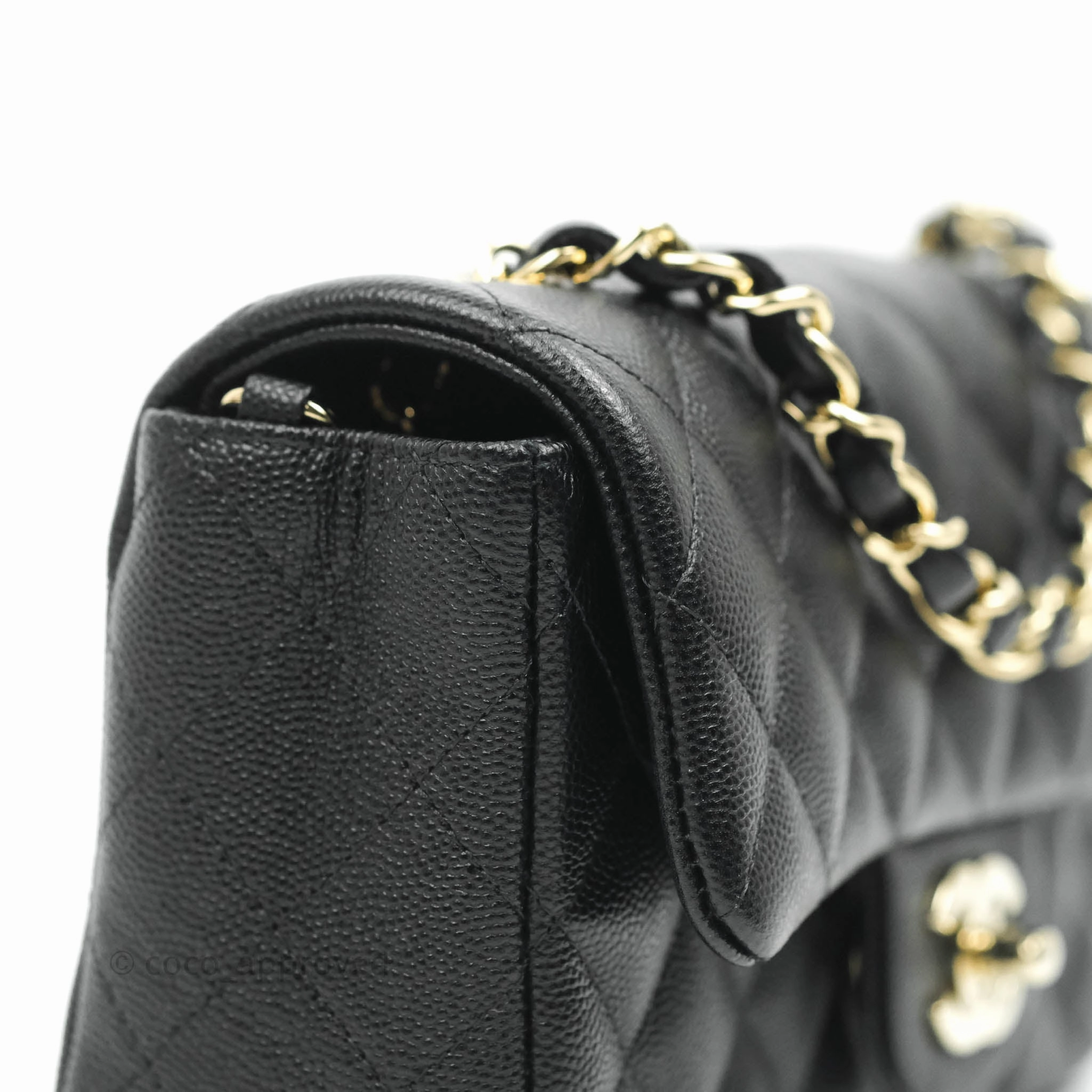 Chanel Quilted Mini Rectangular Black Caviar Gold Hardware 18B