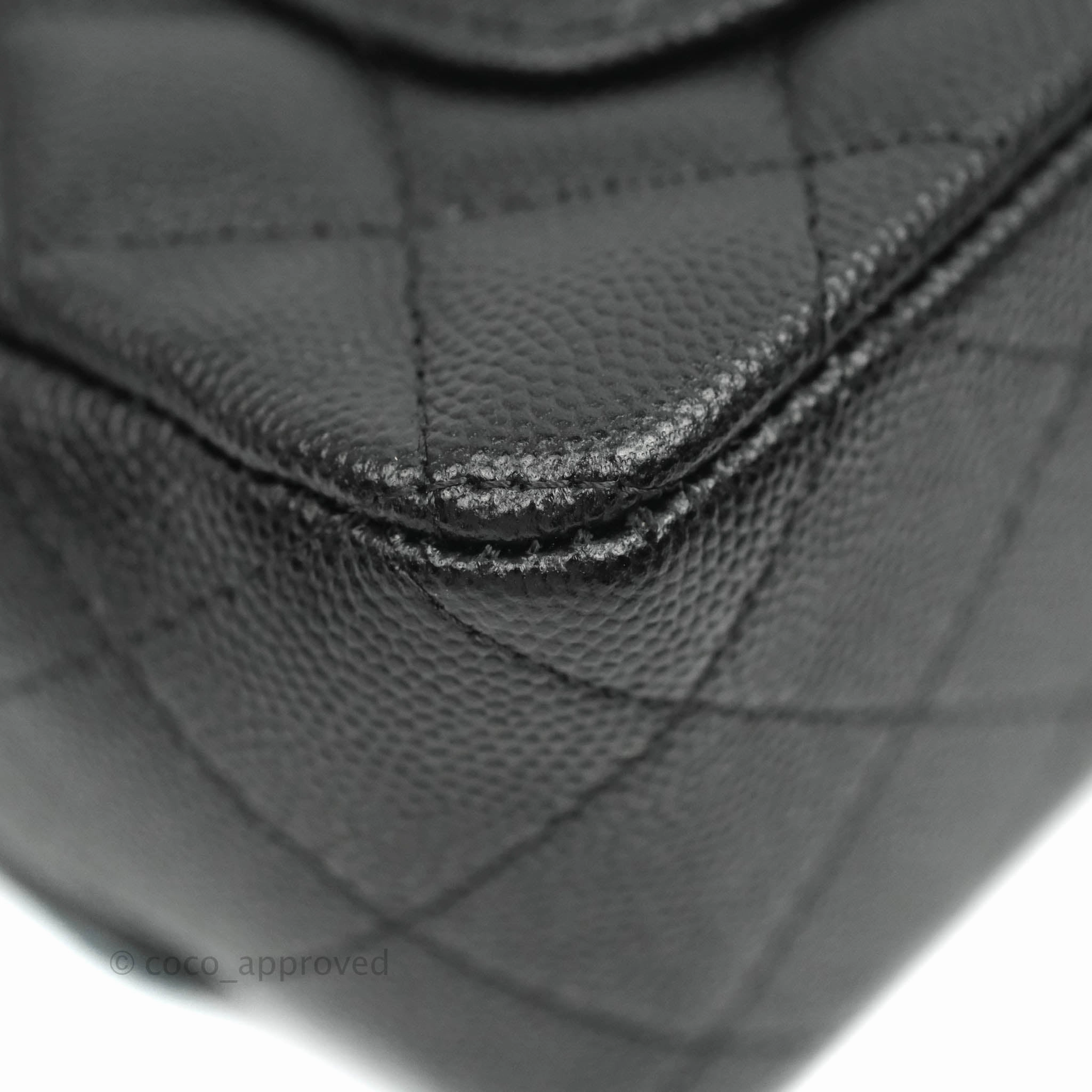 Chanel Quilted Mini Rectangular Black Caviar Gold Hardware 18B
