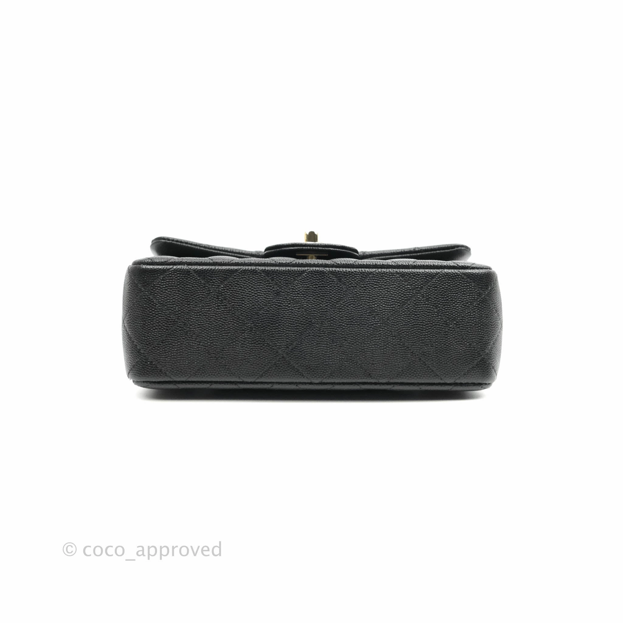 Chanel Quilted Mini Rectangular Black Caviar Gold Hardware 18B