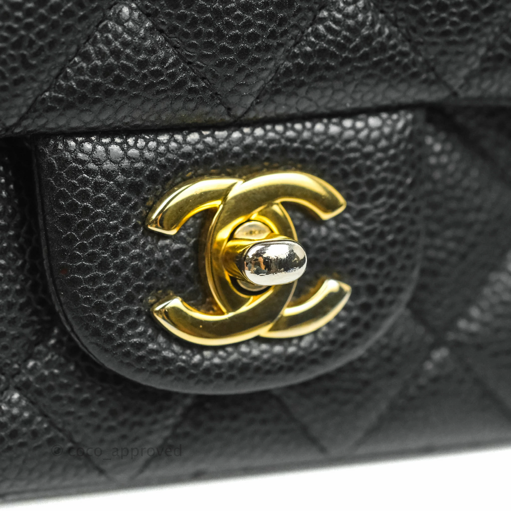 Chanel Quilted Mini Rectangular Black Caviar Gold Hardware