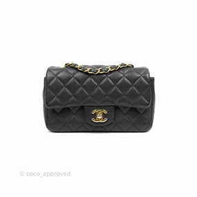 Chanel Quilted Mini Rectangular Black Caviar Gold Hardware