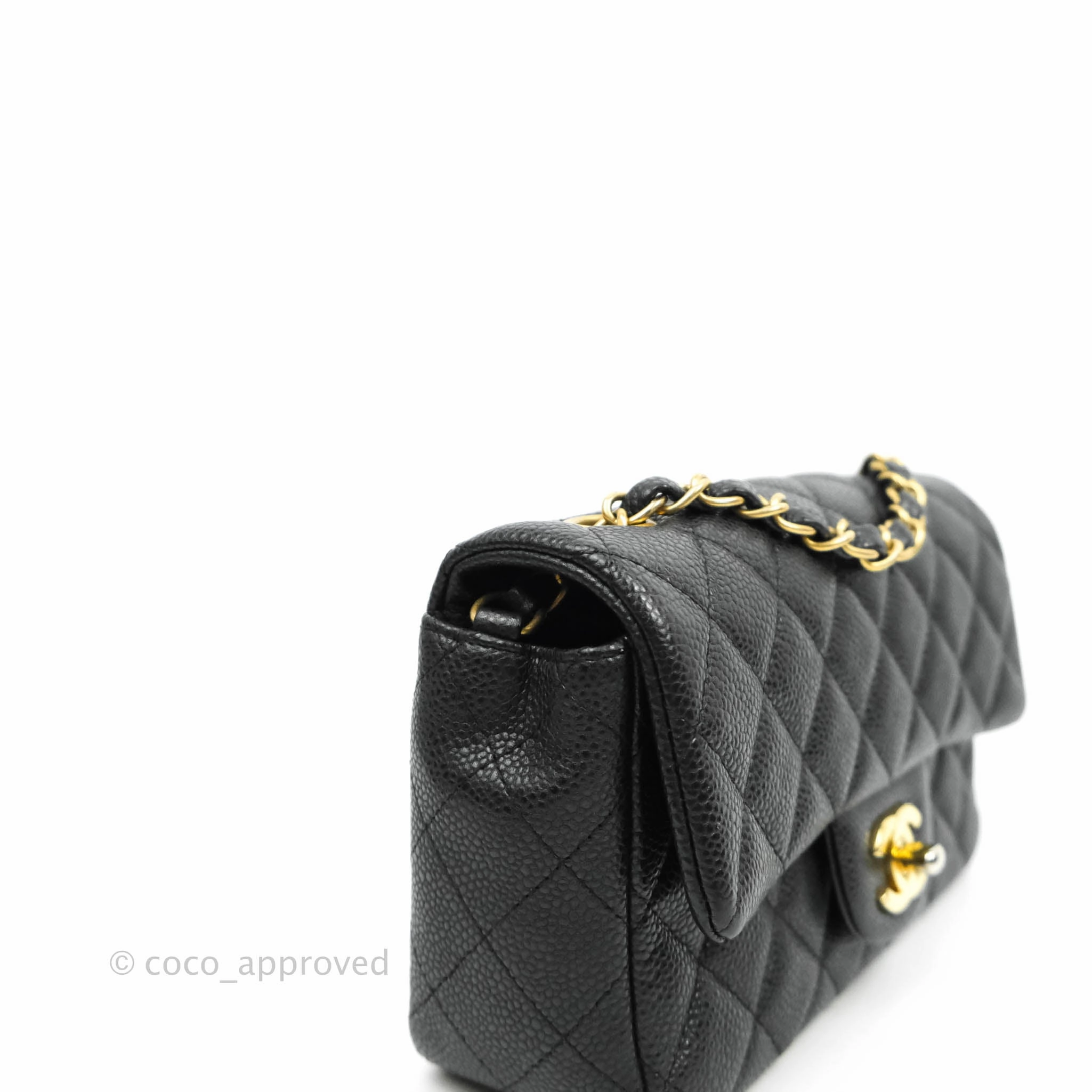 Chanel Quilted Mini Rectangular Black Caviar Gold Hardware