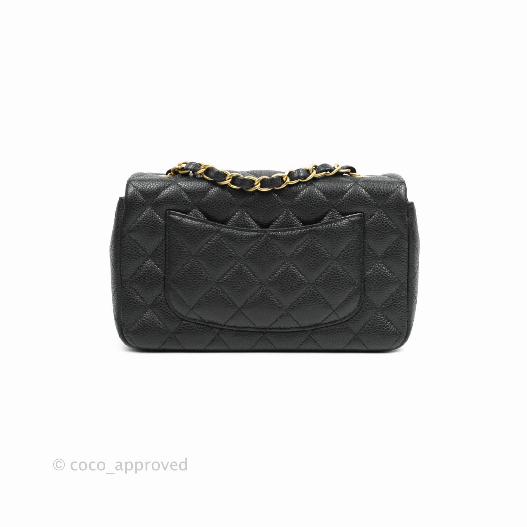 Chanel Quilted Mini Rectangular Black Caviar Gold Hardware