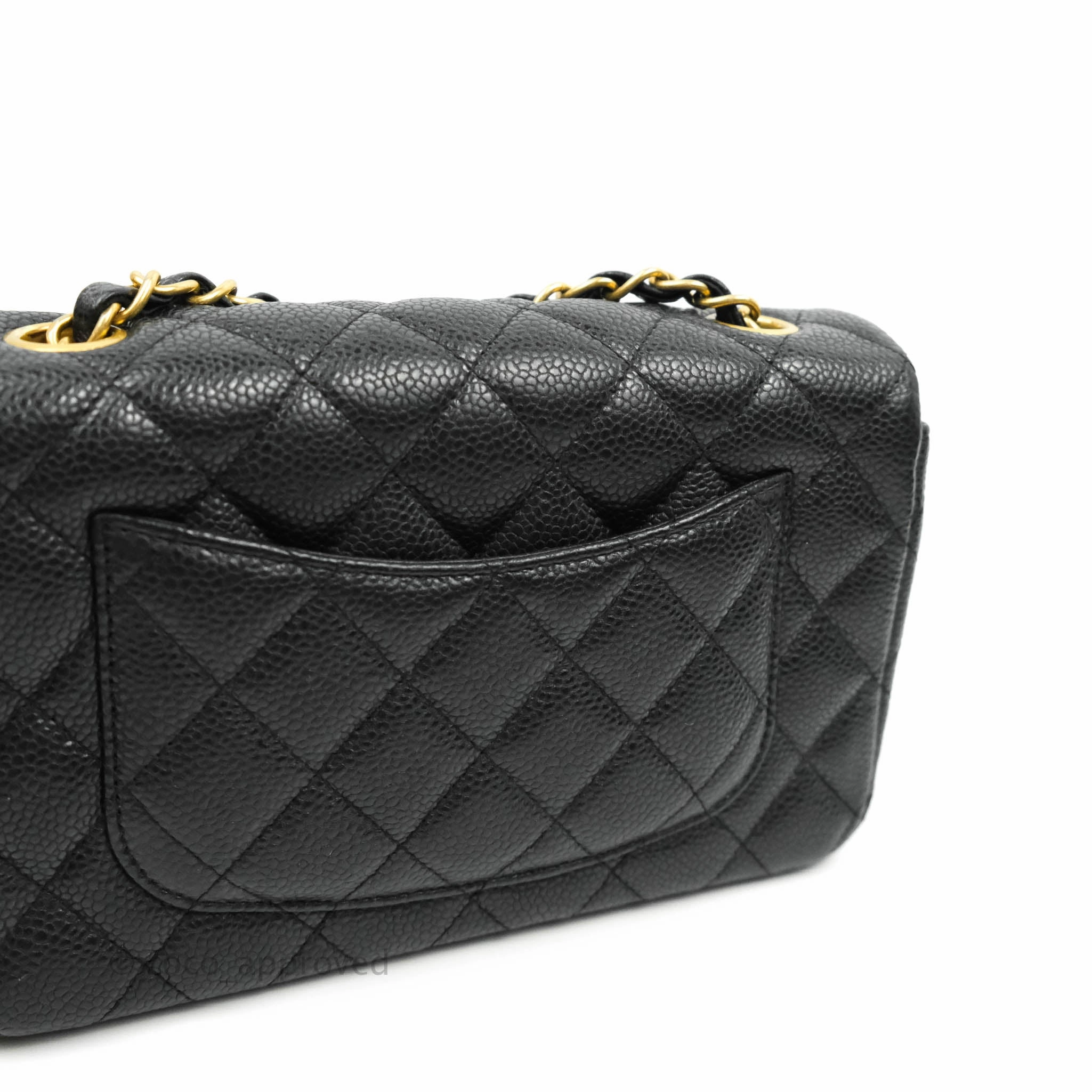 Chanel Quilted Mini Rectangular Black Caviar Gold Hardware