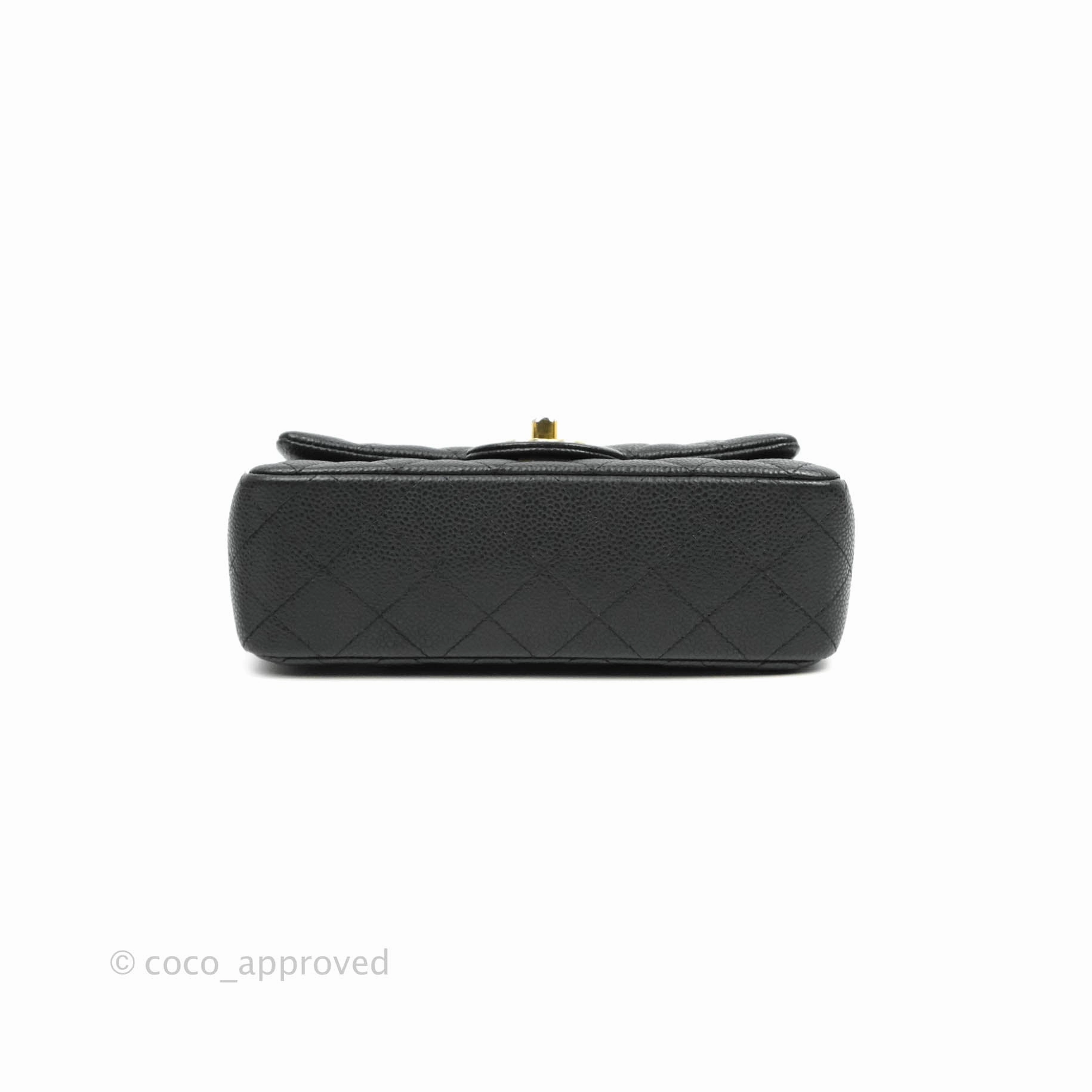 Chanel Quilted Mini Rectangular Black Caviar Gold Hardware