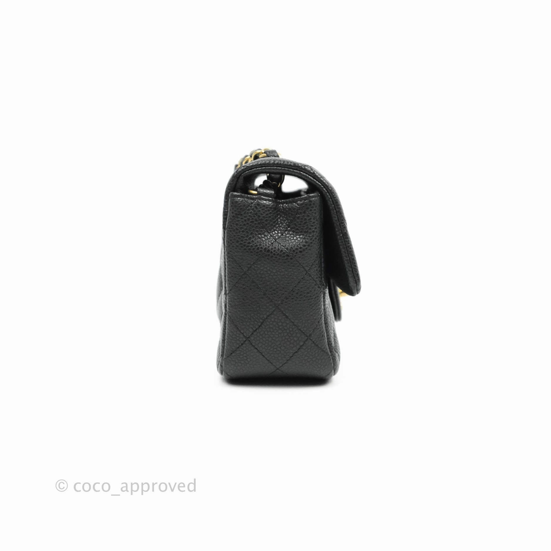 Chanel Quilted Mini Rectangular Black Caviar Gold Hardware