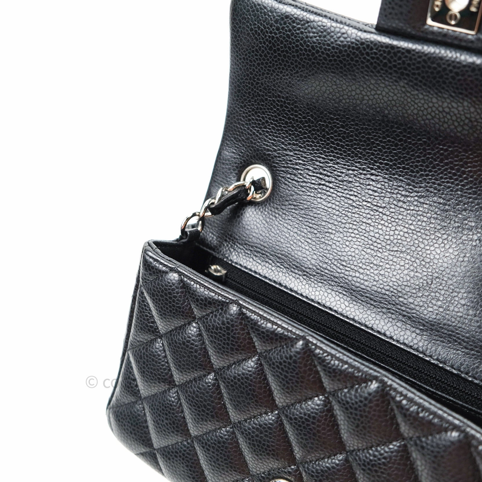 Chanel Quilted Mini Rectangular Black Caviar Silver Hardware 14B