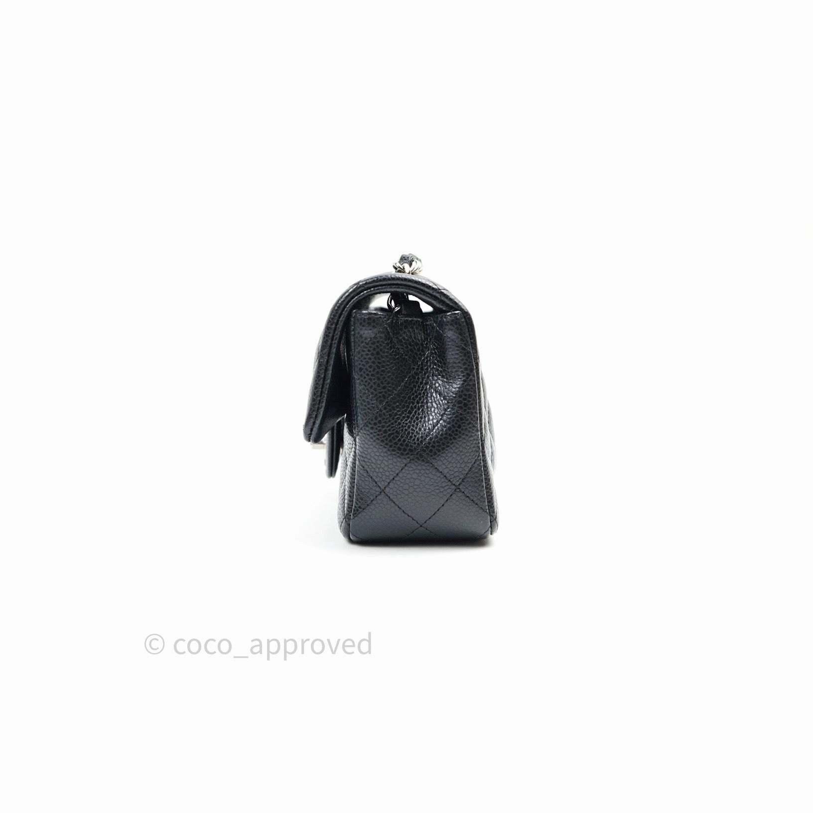 Chanel Quilted Mini Rectangular Black Caviar Silver Hardware 14B