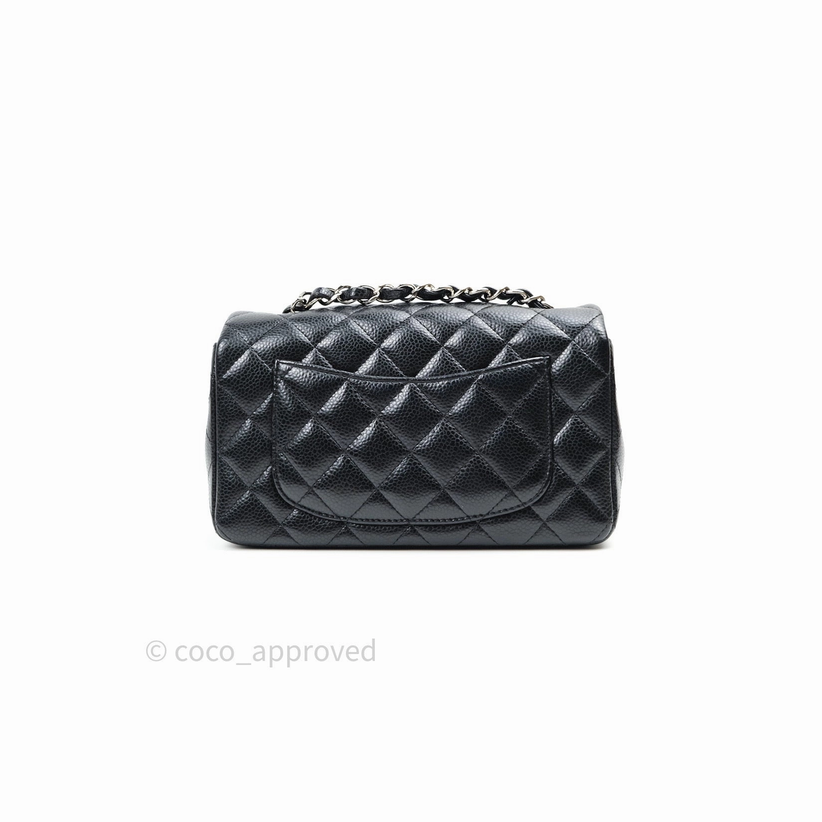Chanel Quilted Mini Rectangular Black Caviar Silver Hardware 14B