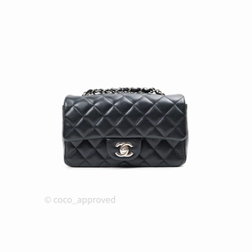 Chanel Quilted Mini Rectangular Black Caviar Silver Hardware 14B