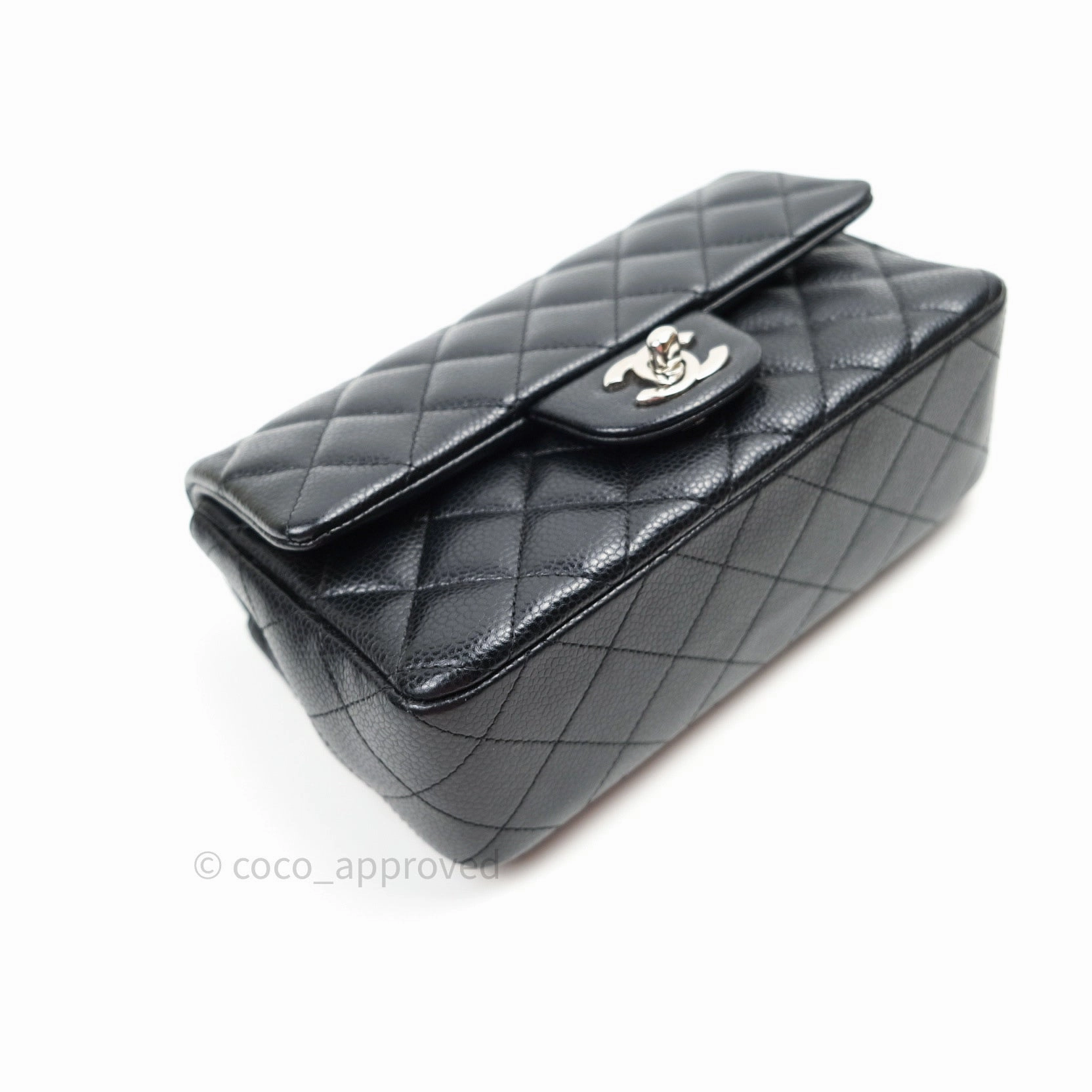 Chanel Quilted Mini Rectangular Black Caviar Silver Hardware 14B