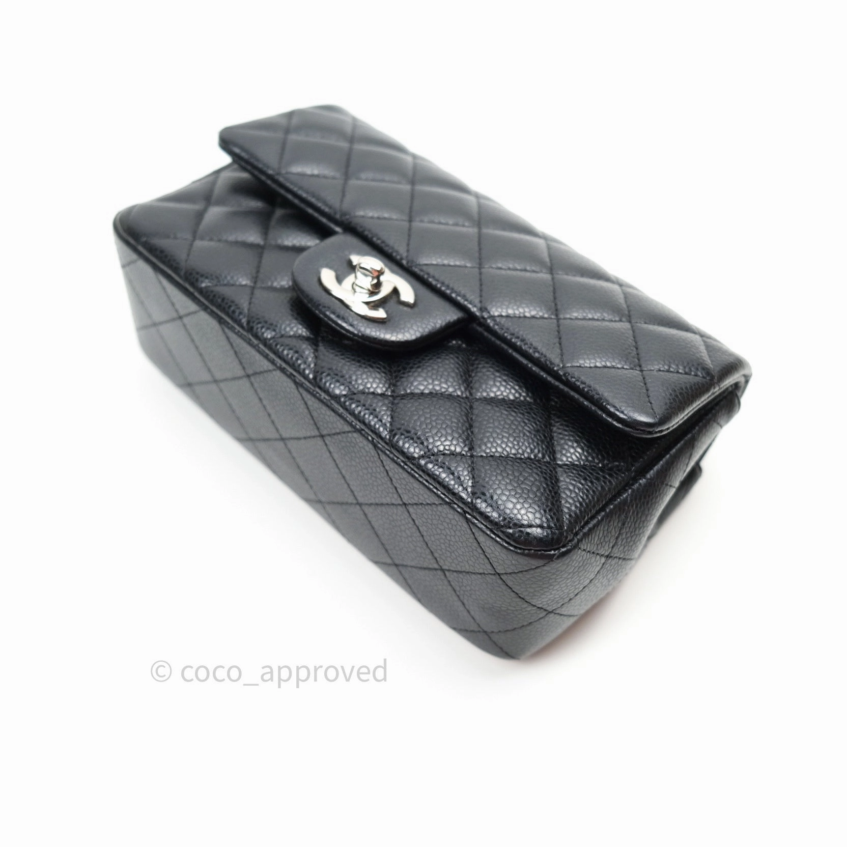 Chanel Quilted Mini Rectangular Black Caviar Silver Hardware 14B
