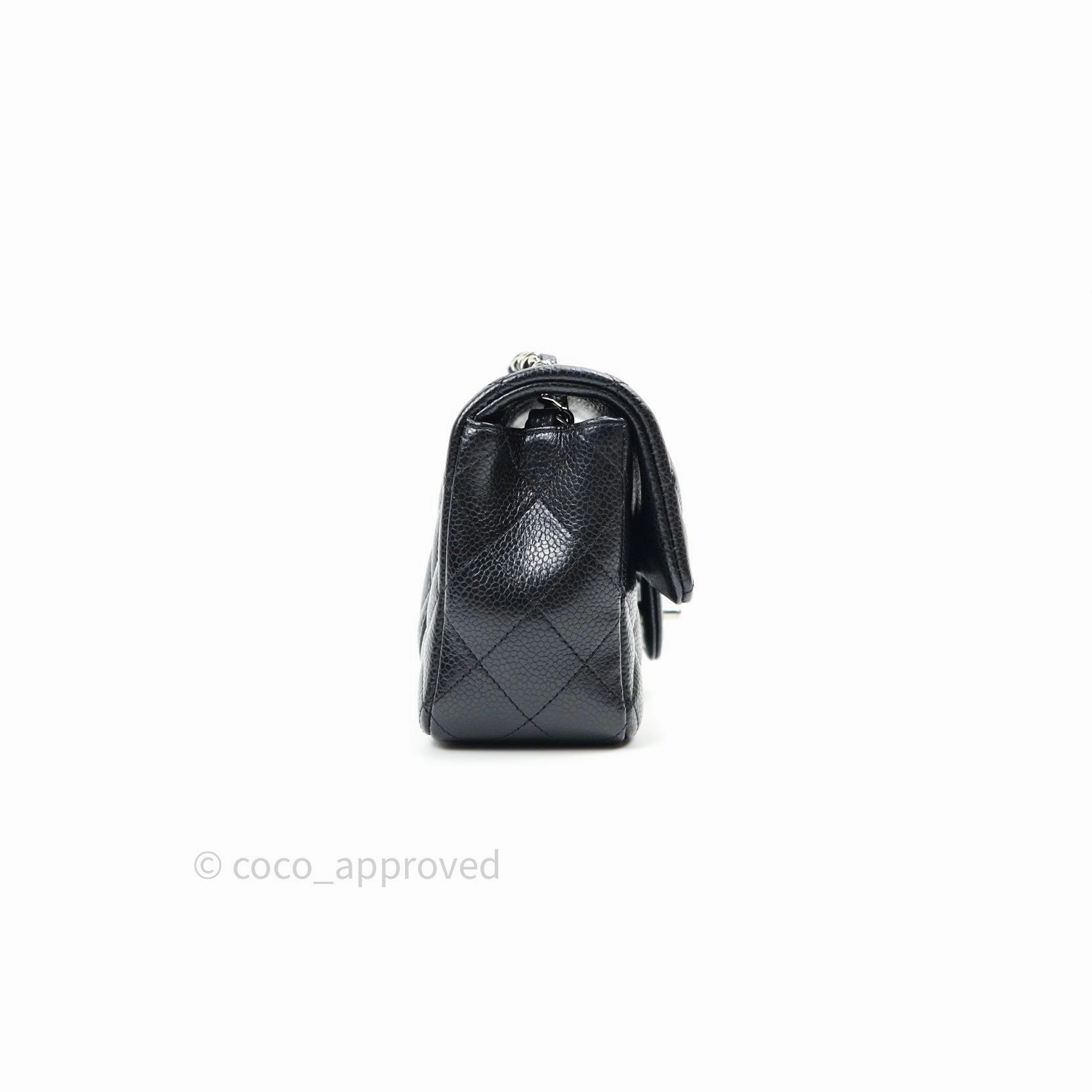 Chanel Quilted Mini Rectangular Black Caviar Silver Hardware 14B