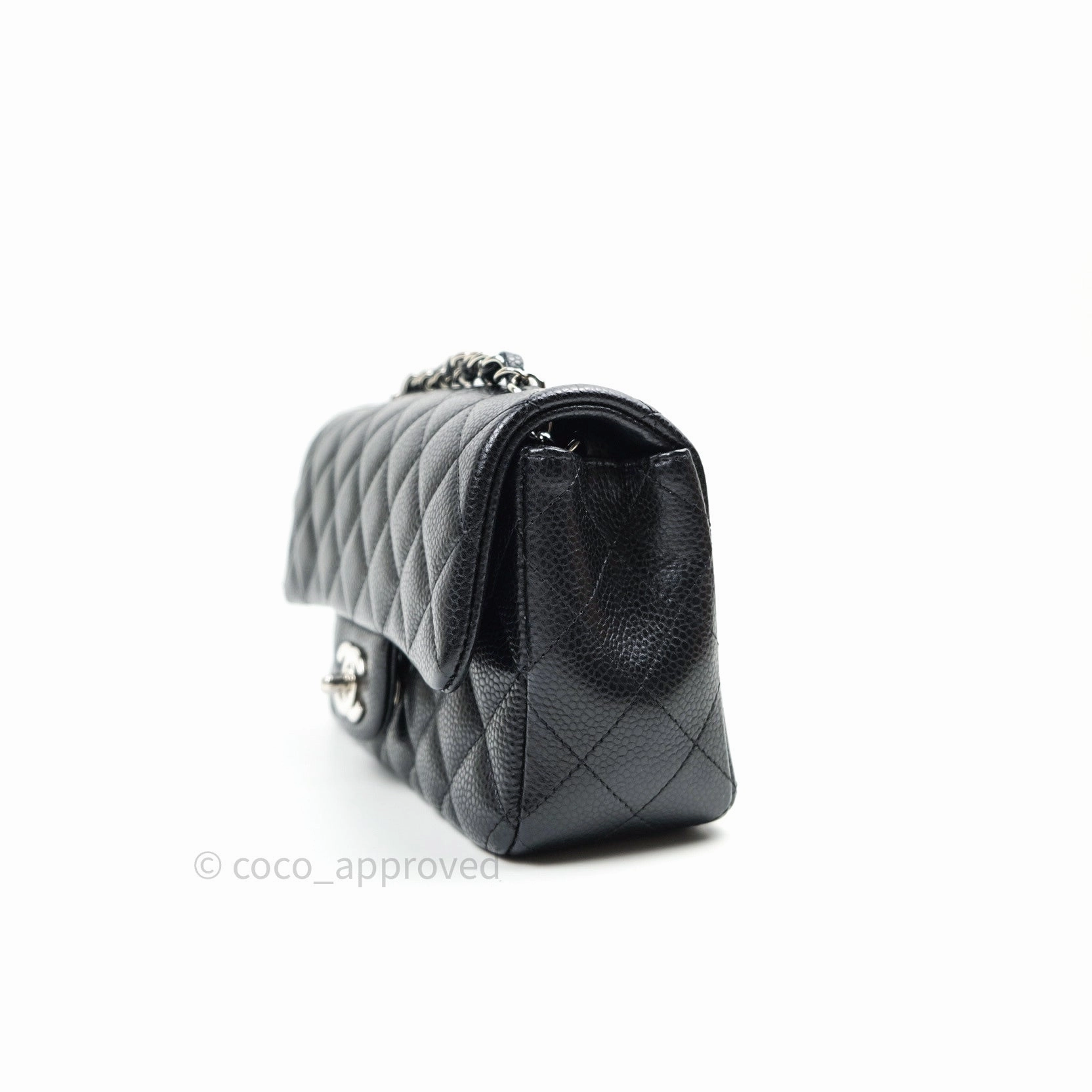 Chanel Quilted Mini Rectangular Black Caviar Silver Hardware 14B