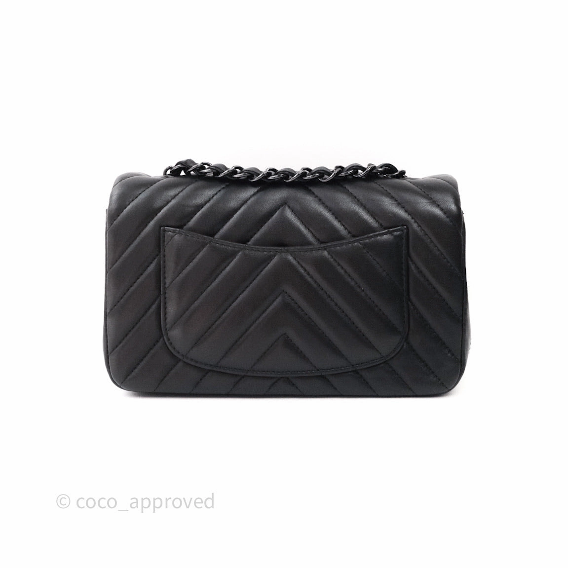 Chanel Quilted Mini Rectangular Black Chevron Lambskin So Black Hardware