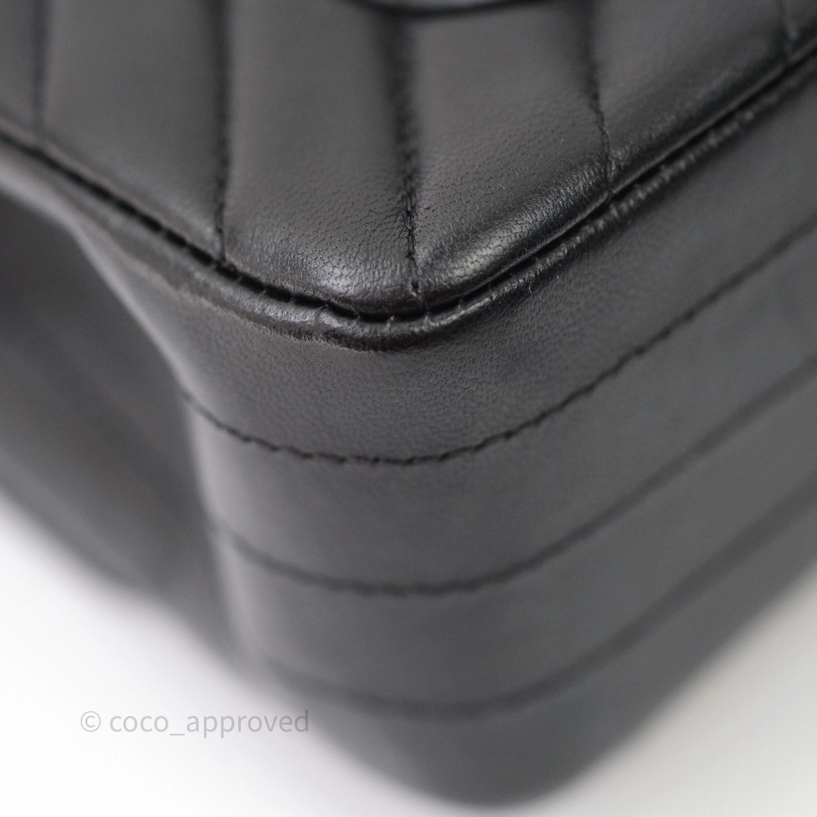 Chanel Quilted Mini Rectangular Black Chevron Lambskin So Black Hardware