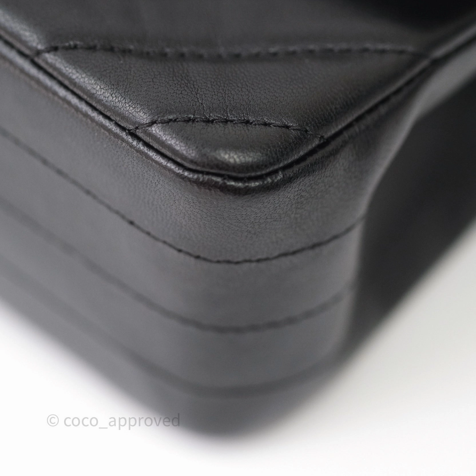 Chanel Quilted Mini Rectangular Black Chevron Lambskin So Black Hardware