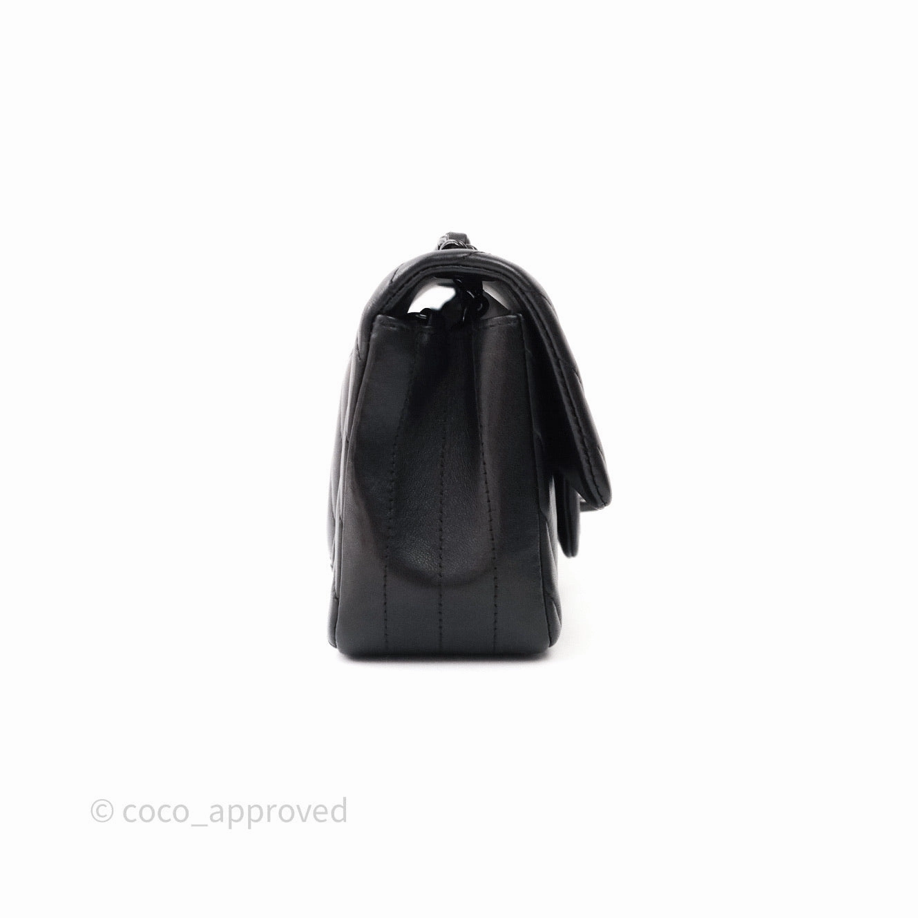 Chanel Quilted Mini Rectangular Black Chevron Lambskin So Black Hardware