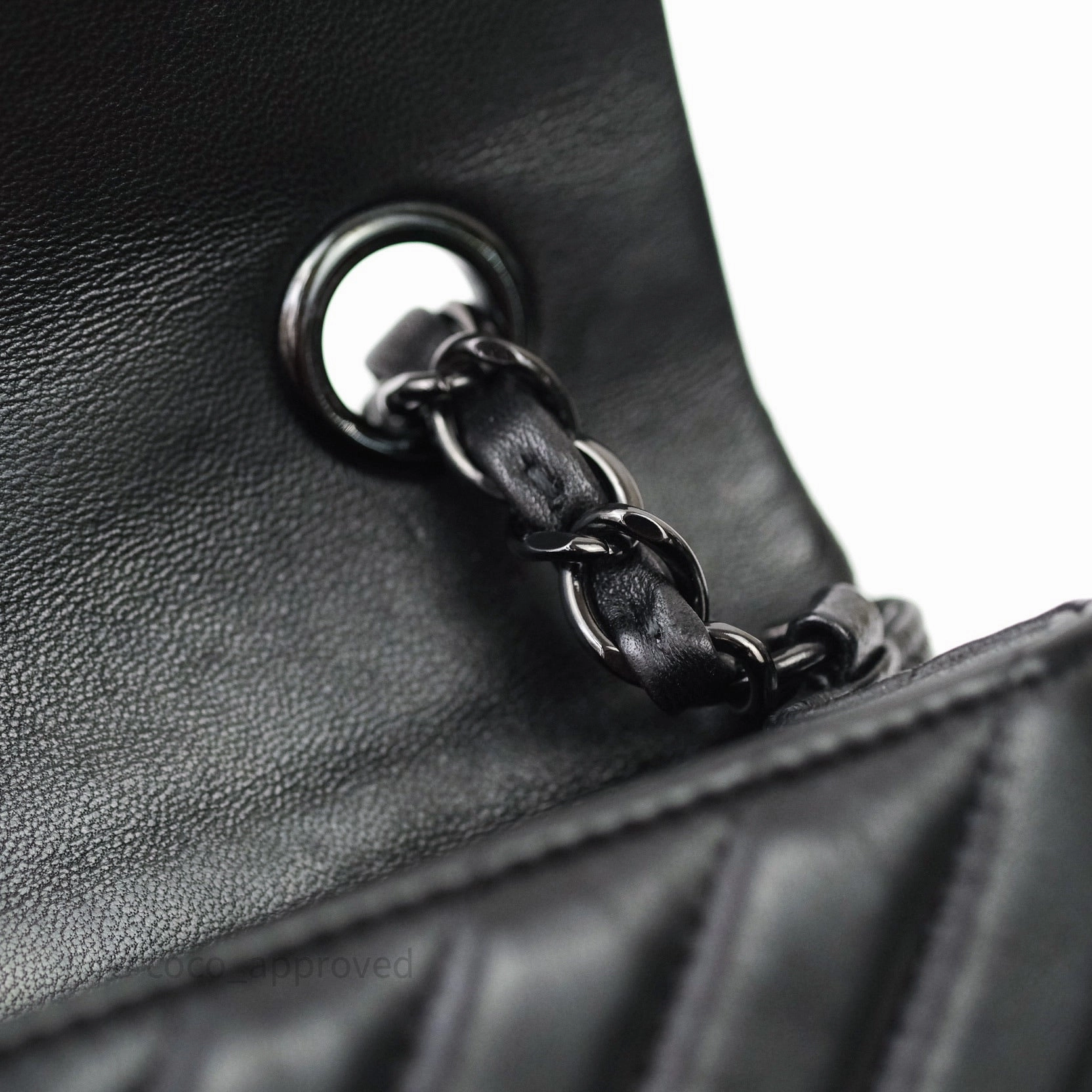 Chanel Quilted Mini Rectangular Black Chevron Lambskin So Black Hardware