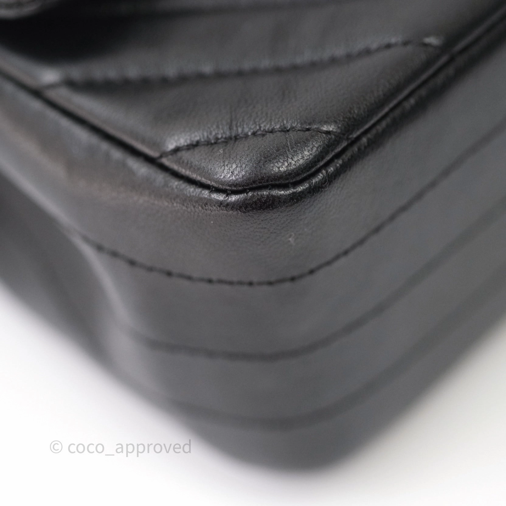 Chanel Quilted Mini Rectangular Black Chevron Lambskin So Black Hardware