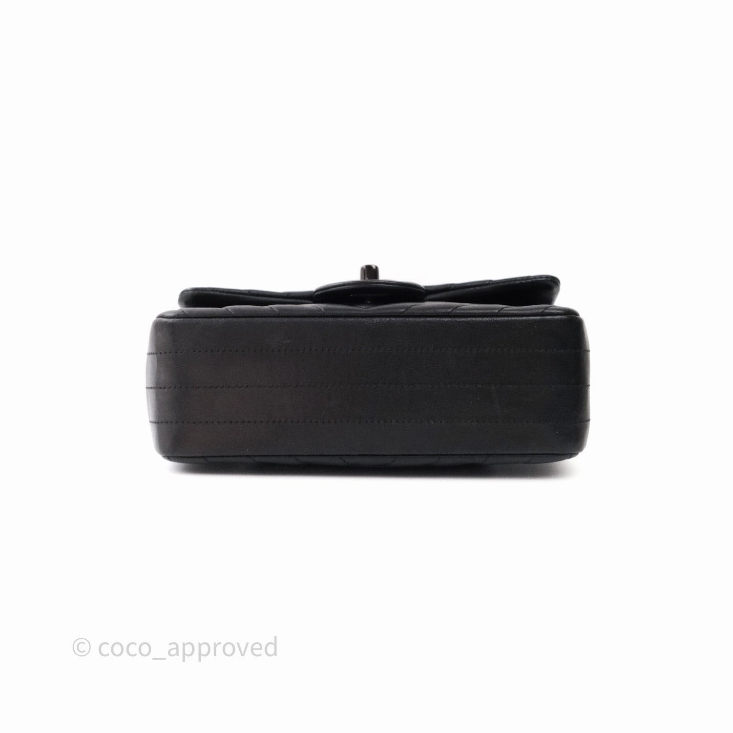 Chanel Quilted Mini Rectangular Black Chevron Lambskin So Black Hardware
