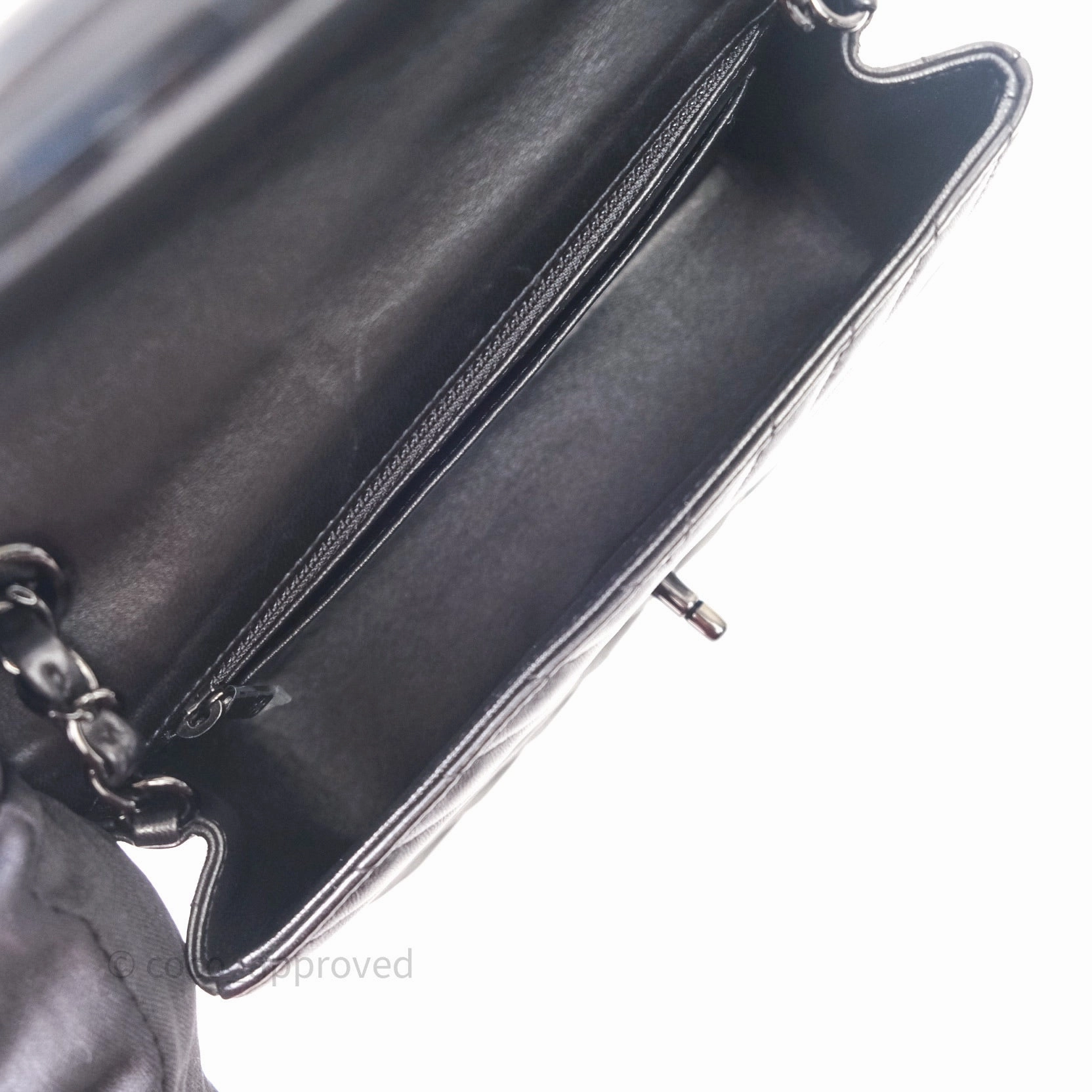 Chanel Quilted Mini Rectangular Black Chevron Lambskin So Black Hardware