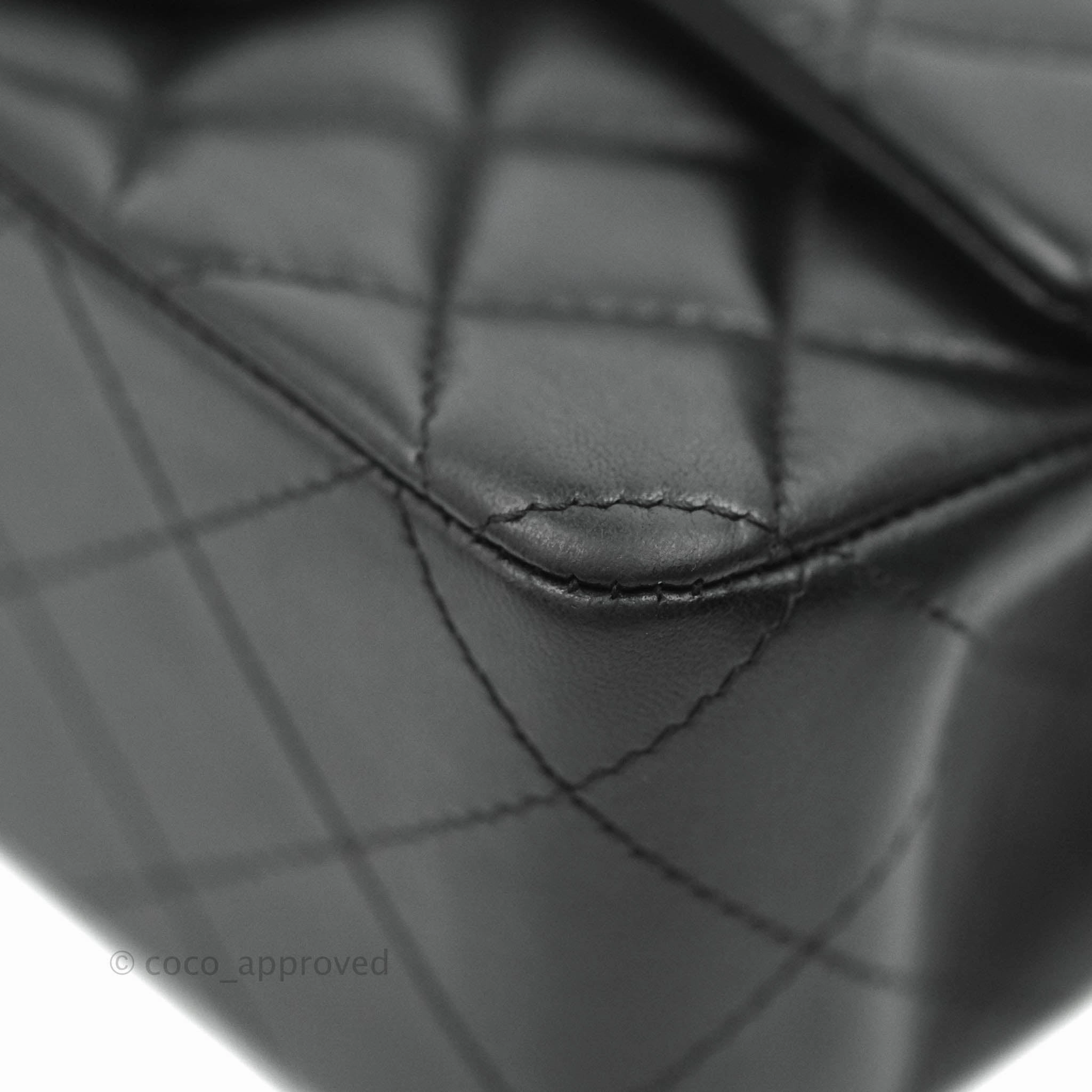 Chanel Quilted Mini Rectangular Black Lambskin Dark Silver Hardware