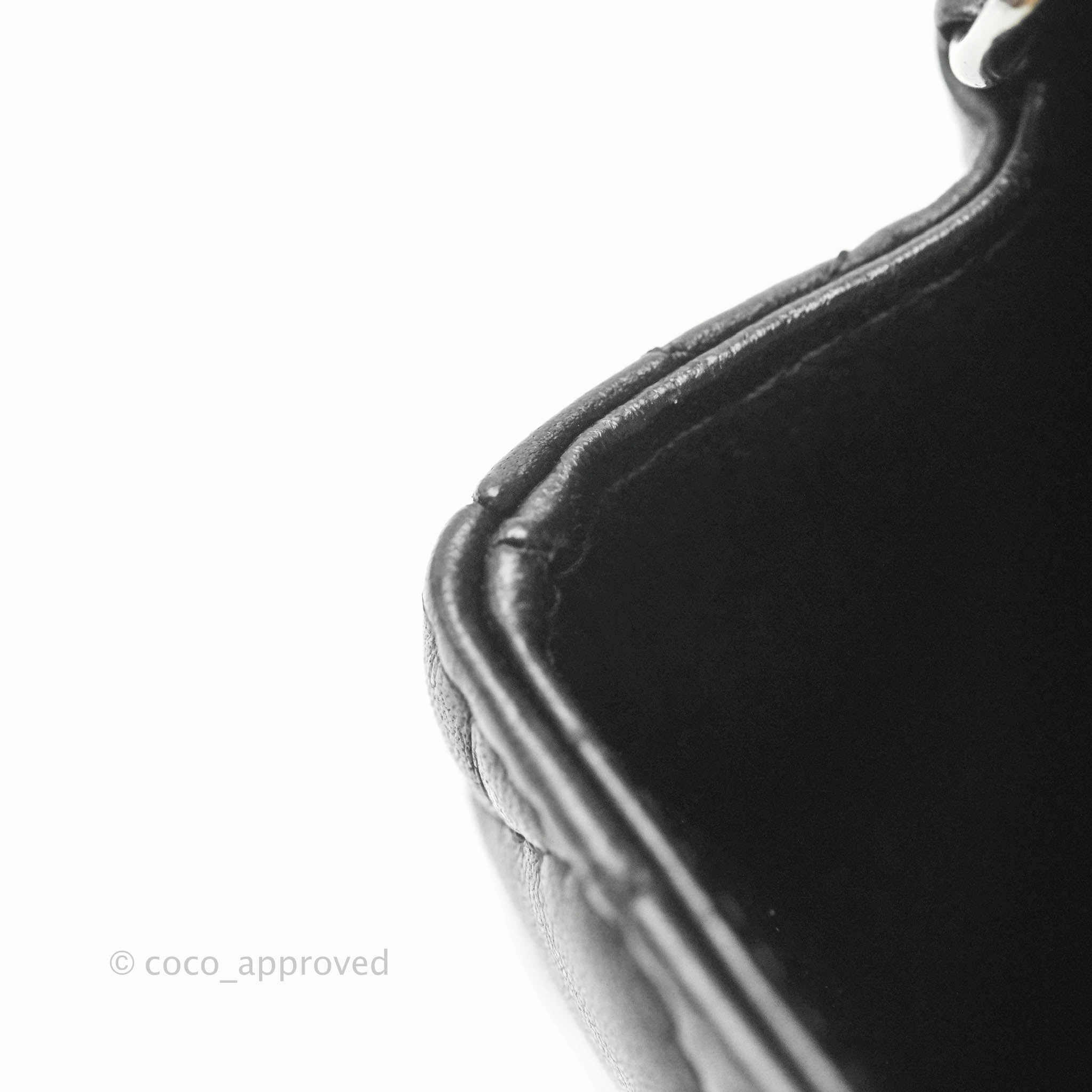Chanel Quilted Mini Rectangular Black Lambskin Dark Silver Hardware