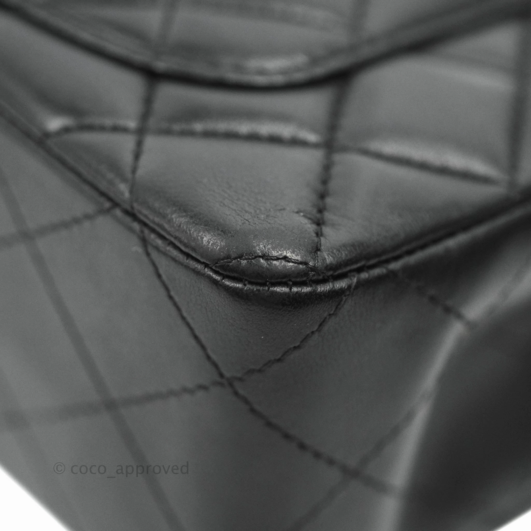 Chanel Quilted Mini Rectangular Black Lambskin Dark Silver Hardware