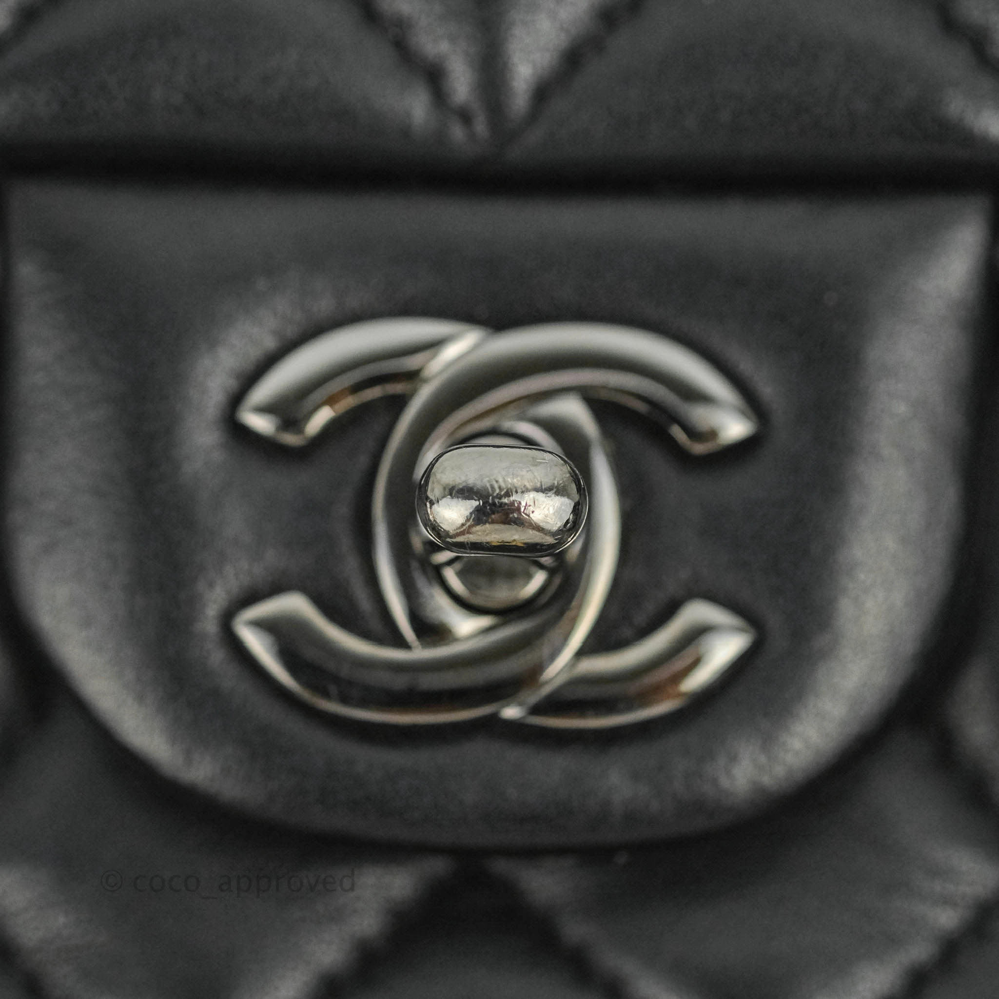 Chanel Quilted Mini Rectangular Black Lambskin Dark Silver Hardware