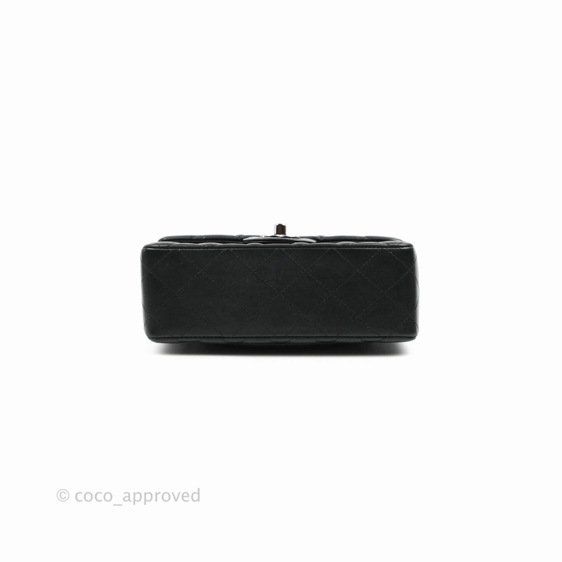 Chanel Quilted Mini Rectangular Black Lambskin Dark Silver Hardware