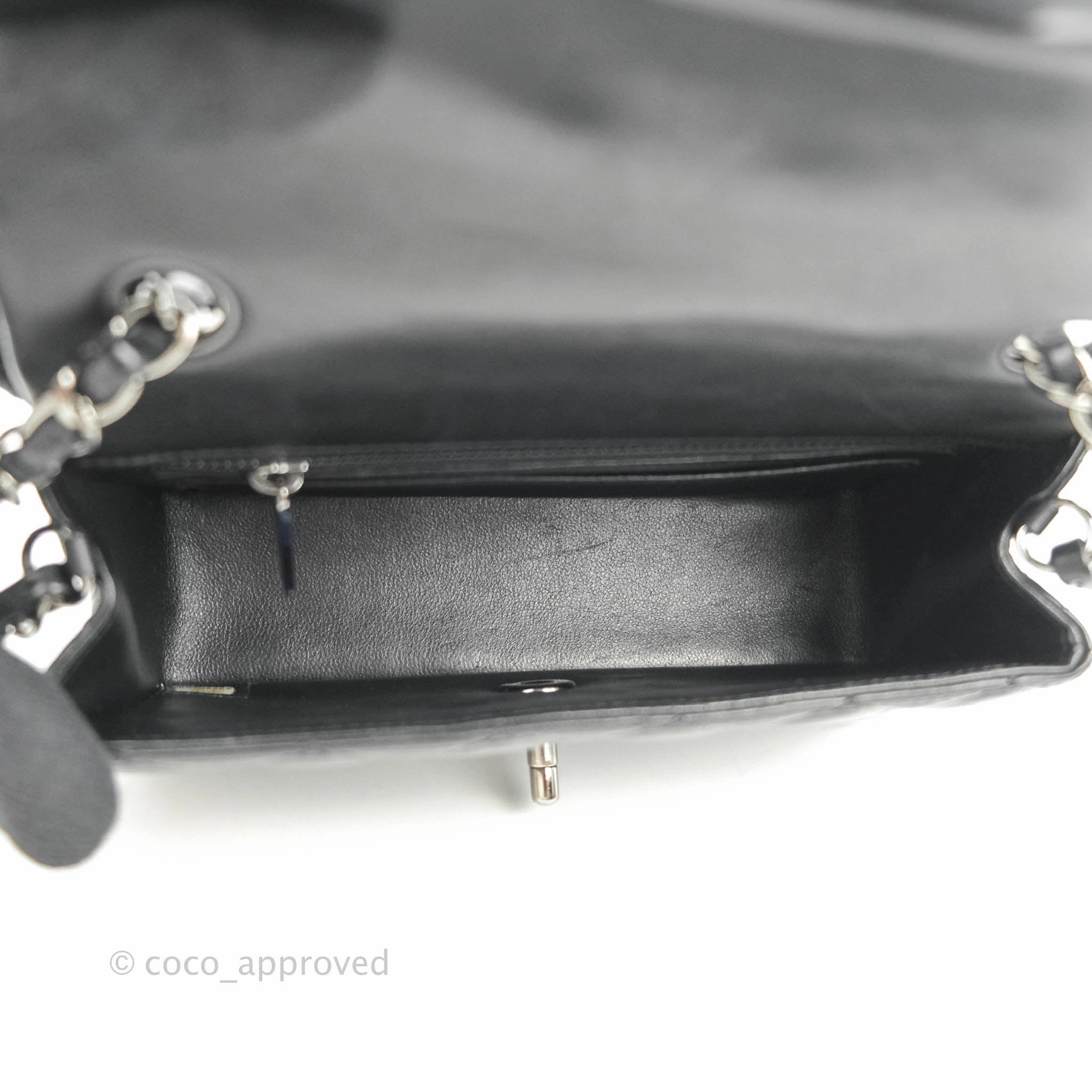 Chanel Quilted Mini Rectangular Black Lambskin Dark Silver Hardware