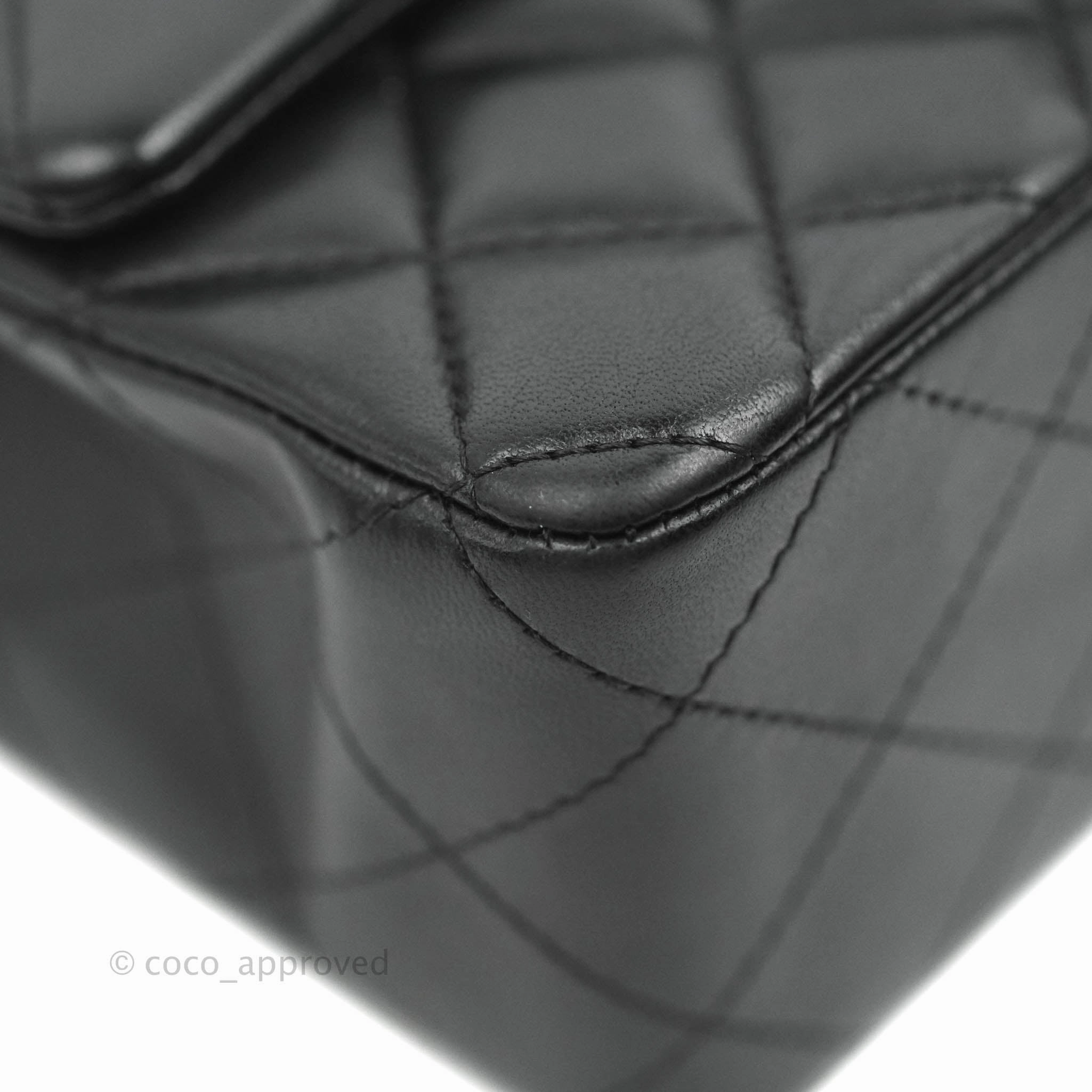 Chanel Quilted Mini Rectangular Black Lambskin Dark Silver Hardware