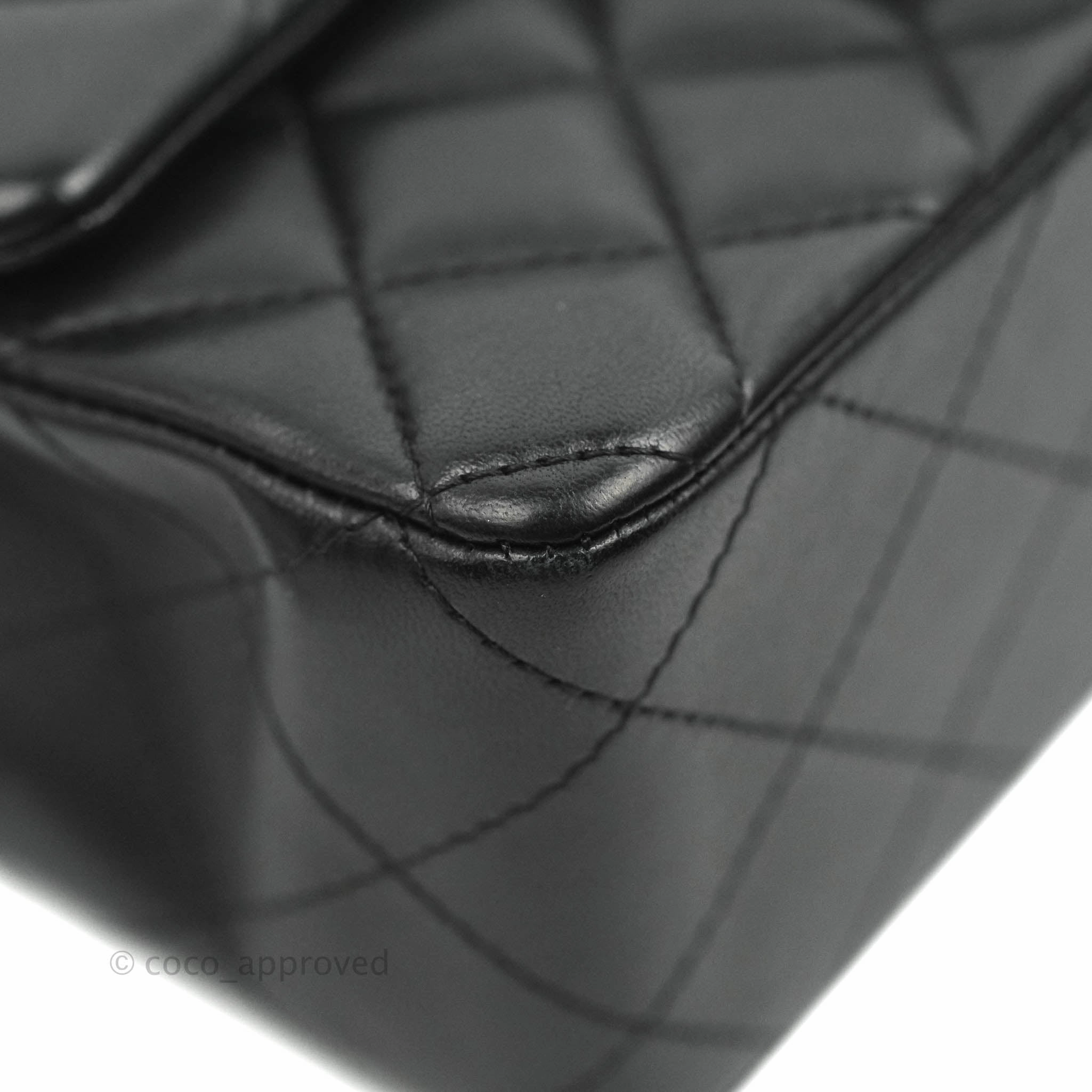 Chanel Quilted Mini Rectangular Black Lambskin Dark Silver Hardware