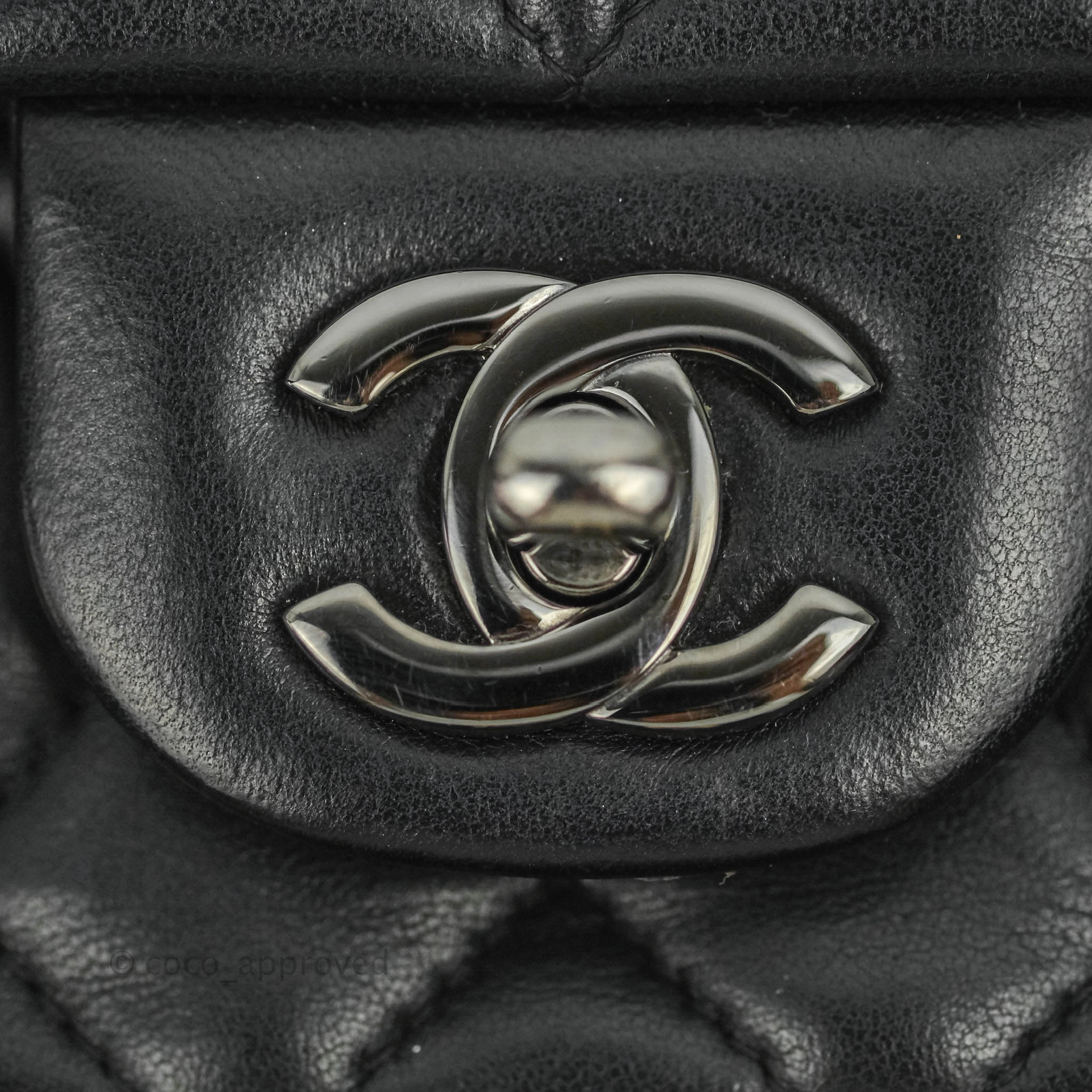 Chanel Quilted Mini Rectangular Black Lambskin Dark Silver Hardware