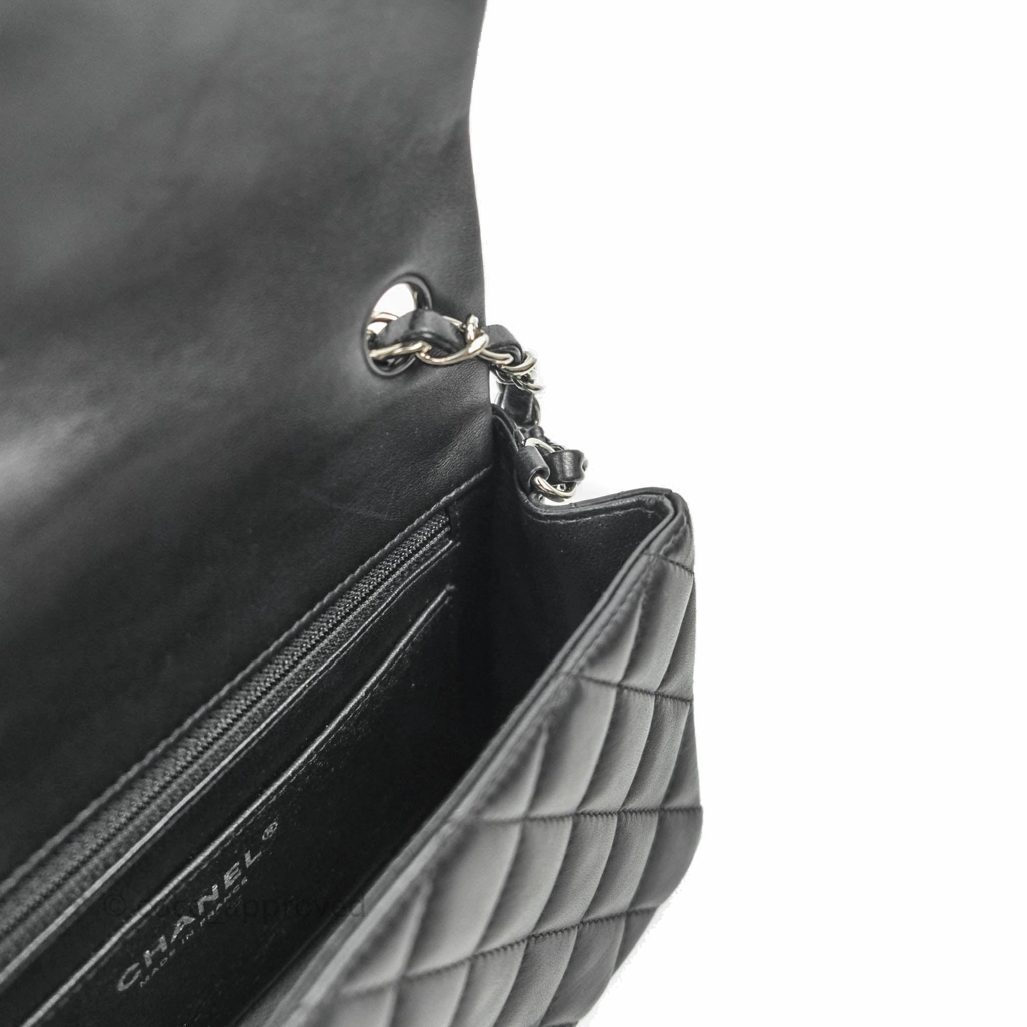 Chanel Quilted Mini Rectangular Black Lambskin Dark Silver Hardware