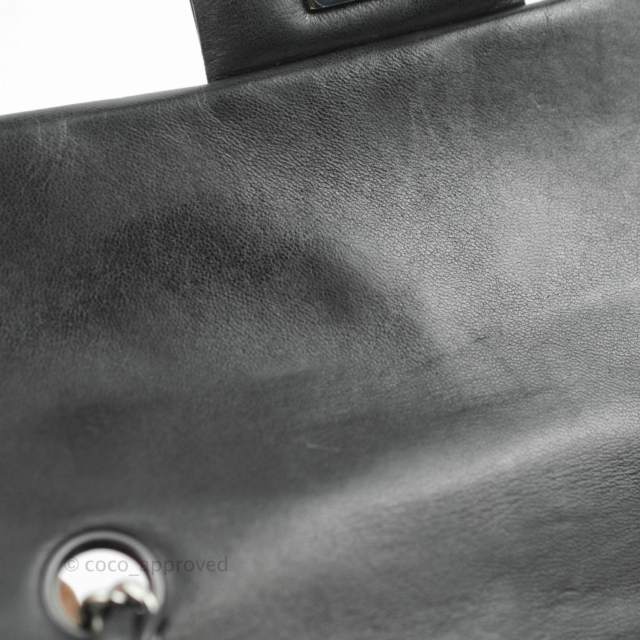 Chanel Quilted Mini Rectangular Black Lambskin Dark Silver Hardware