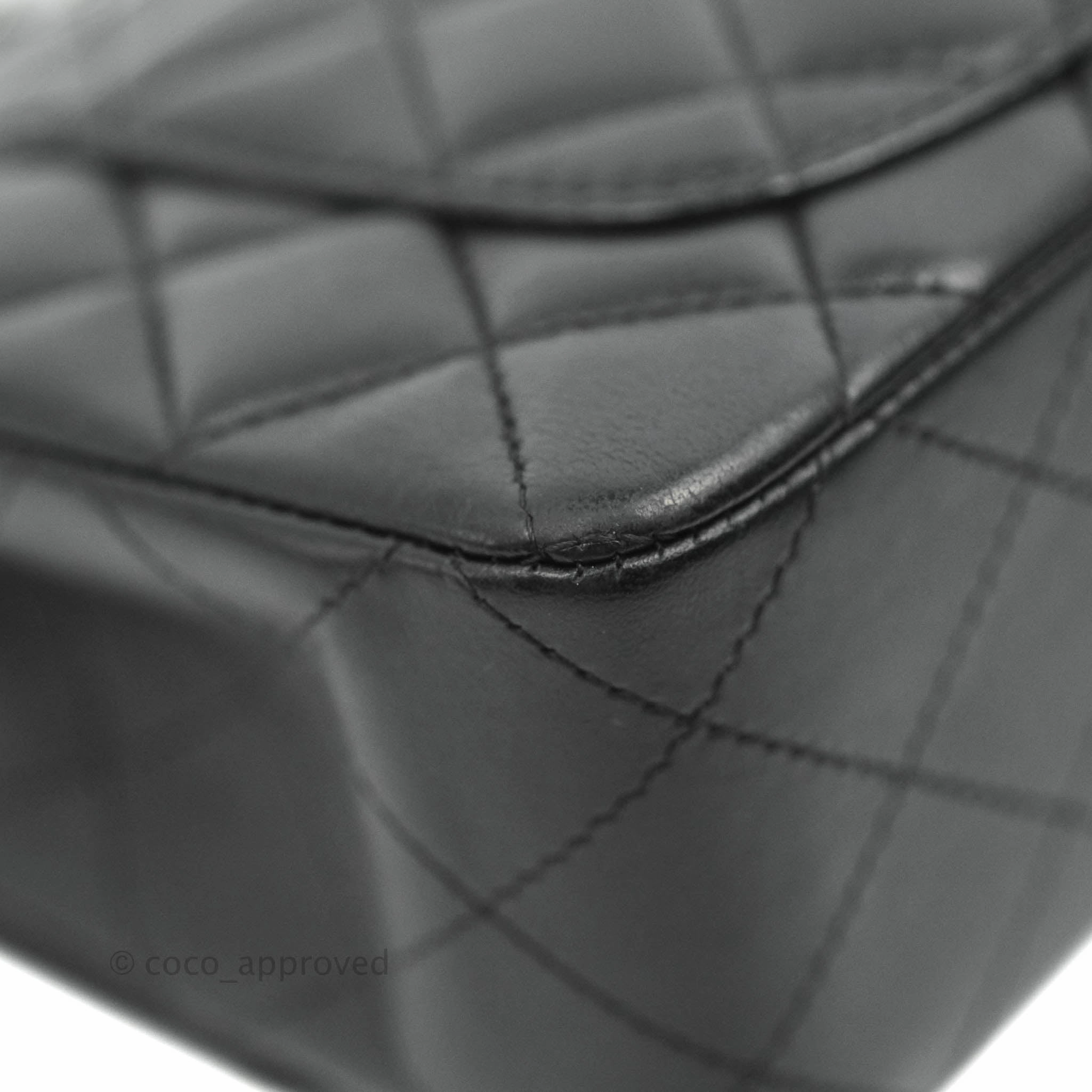 Chanel Quilted Mini Rectangular Black Lambskin Dark Silver Hardware