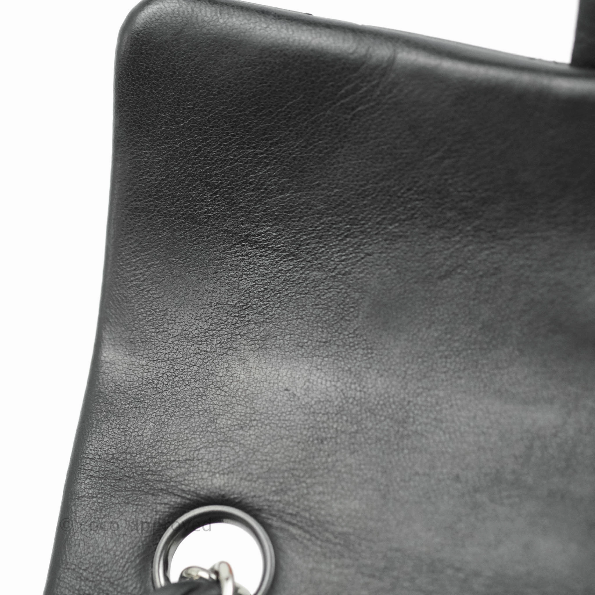 Chanel Quilted Mini Rectangular Black Lambskin Dark Silver Hardware