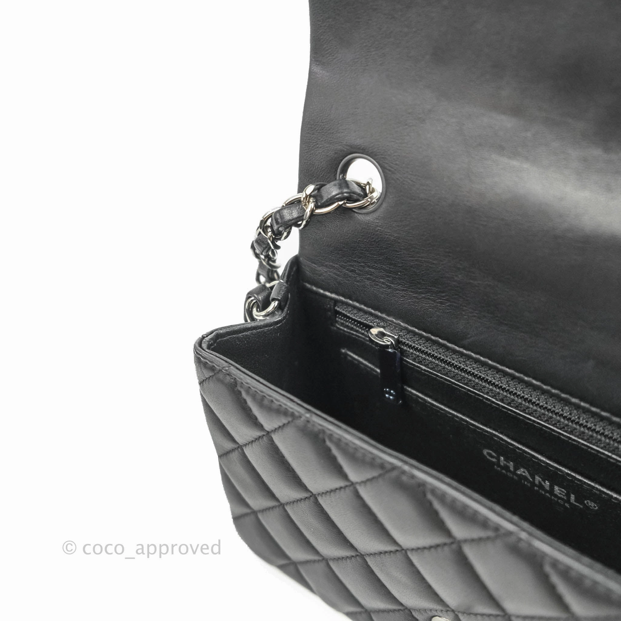 Chanel Quilted Mini Rectangular Black Lambskin Dark Silver Hardware