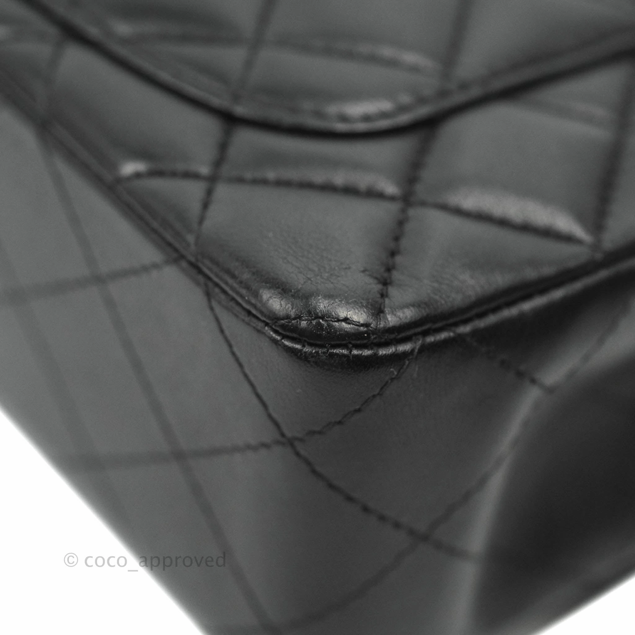 Chanel Quilted Mini Rectangular Black Lambskin Dark Silver Hardware