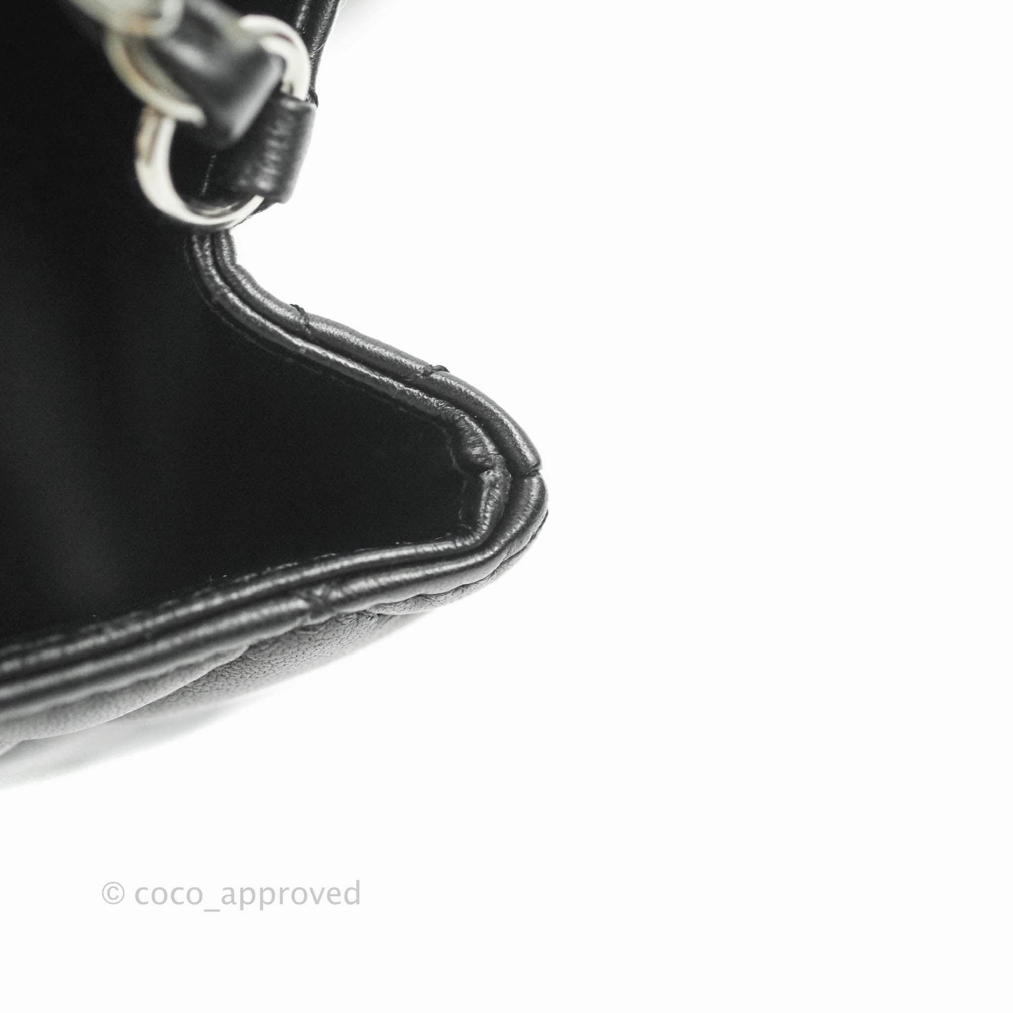 Chanel Quilted Mini Rectangular Black Lambskin Dark Silver Hardware