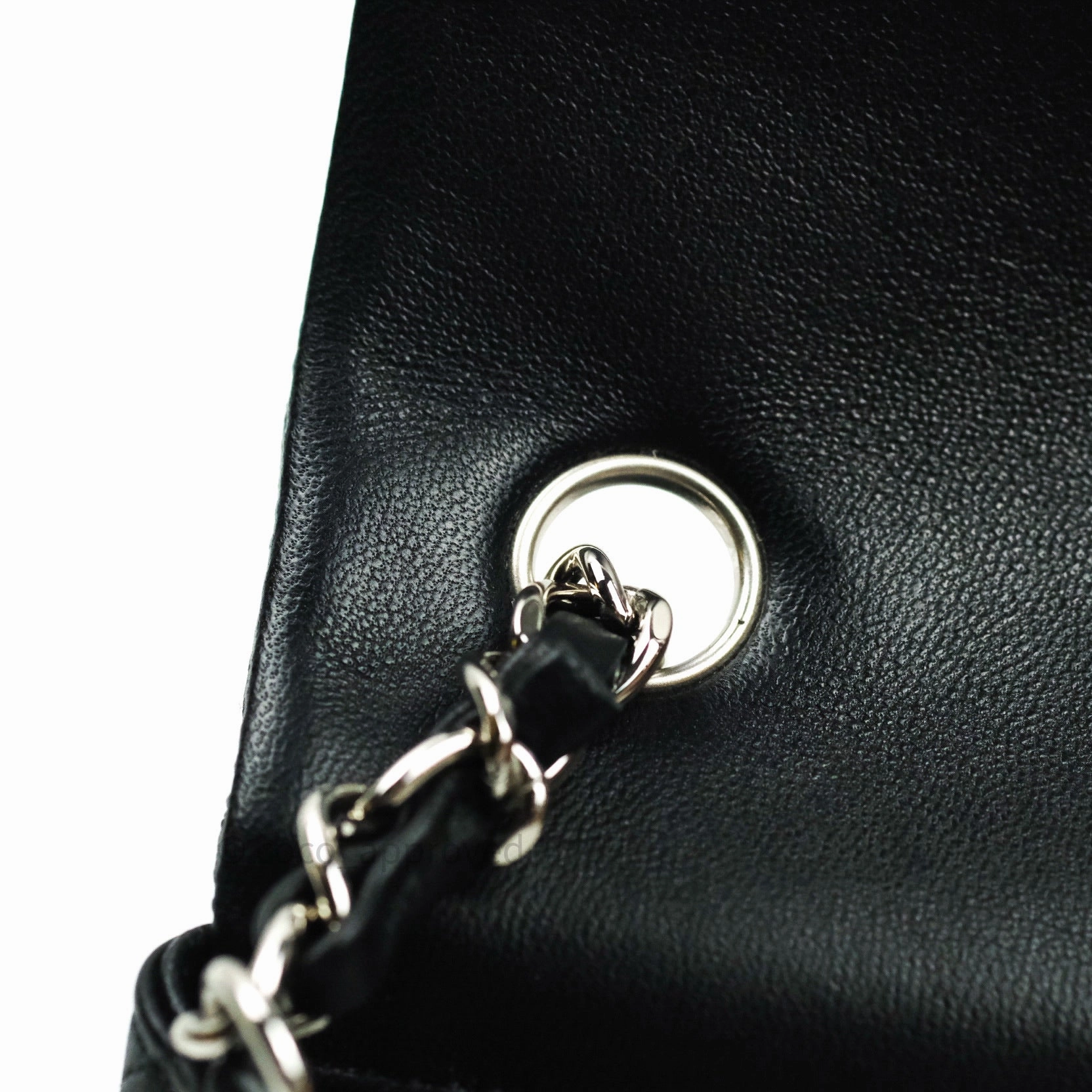 Chanel Quilted Mini Rectangular Black Lambskin Silver Hardware